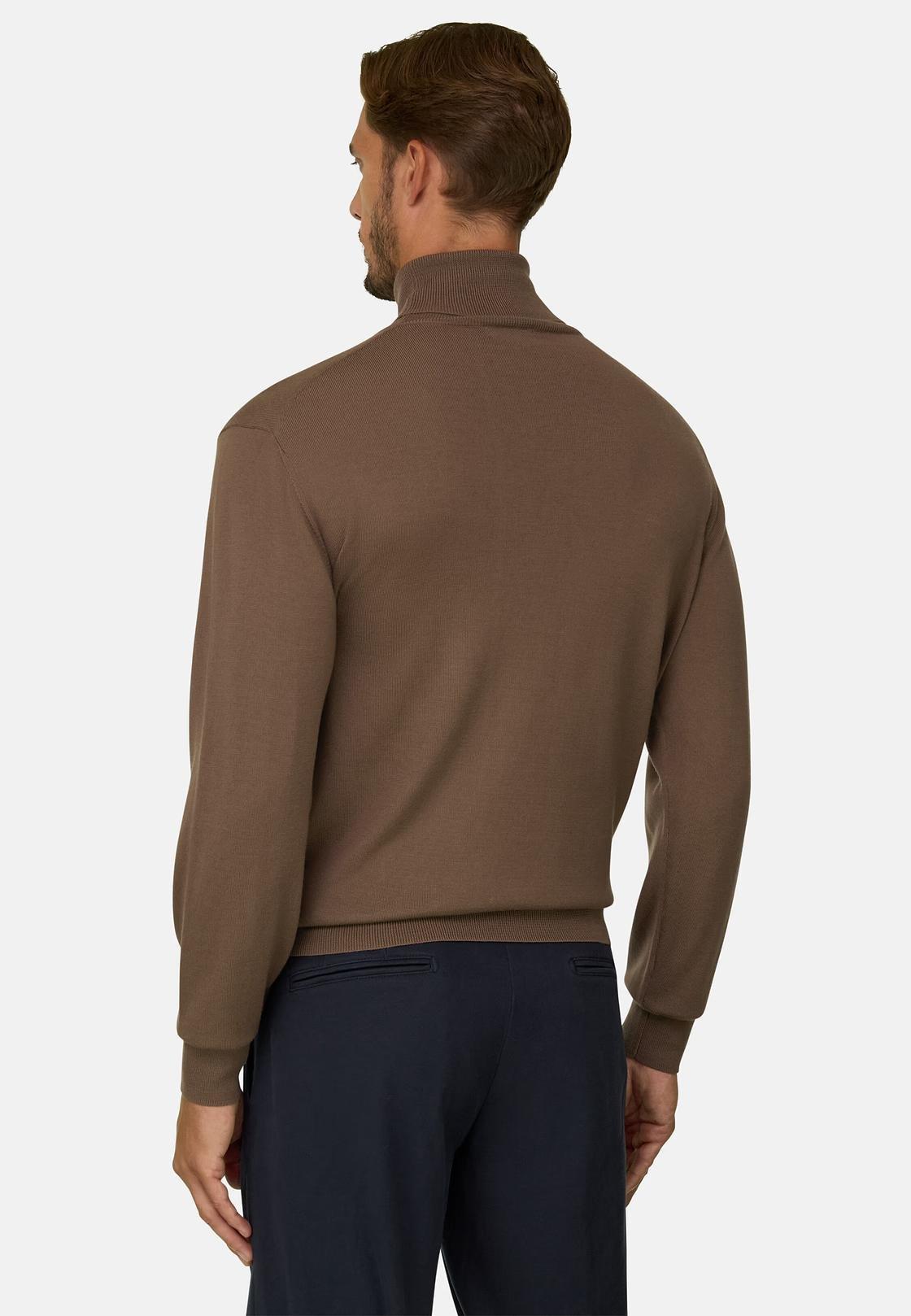 Turtleneck Jumper in Extrafine Merino Wool Brown, Brown, large image number 1