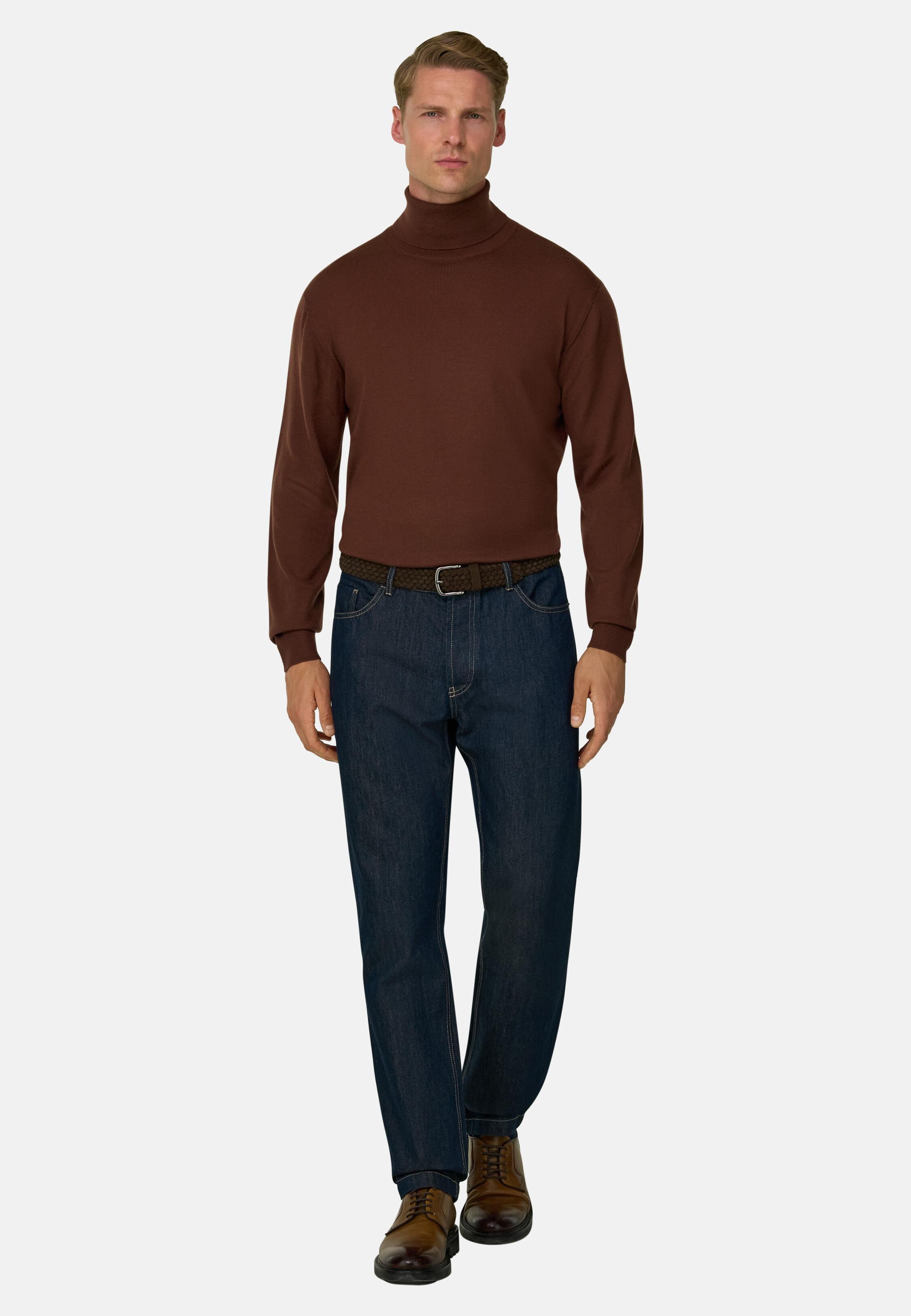 Turtleneck Jumper in Extrafine Merino Wool Rot, Rot, medium