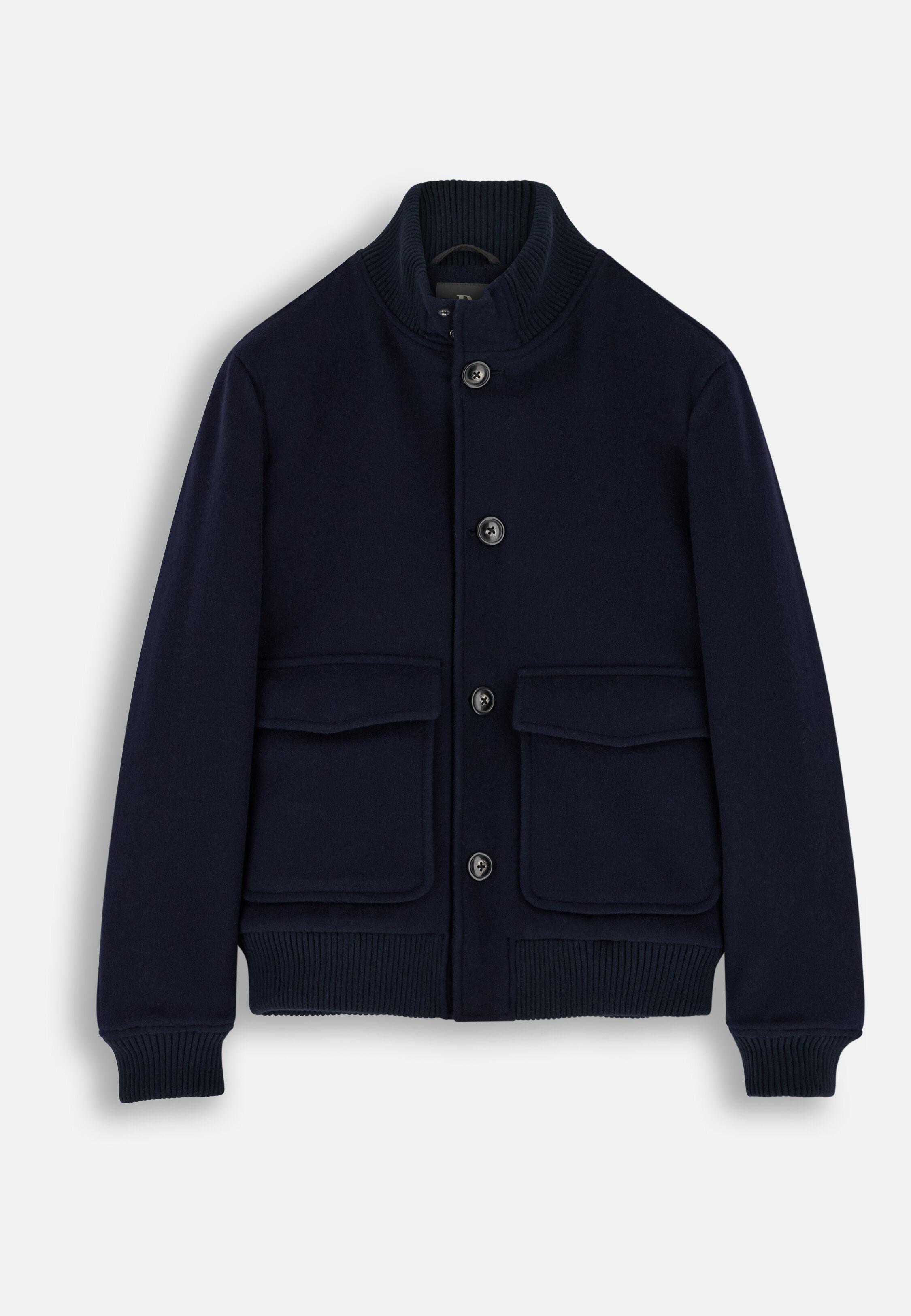Jacket Padded in Wool Cashmere, Navy Blue, Navy blue, large image number 4