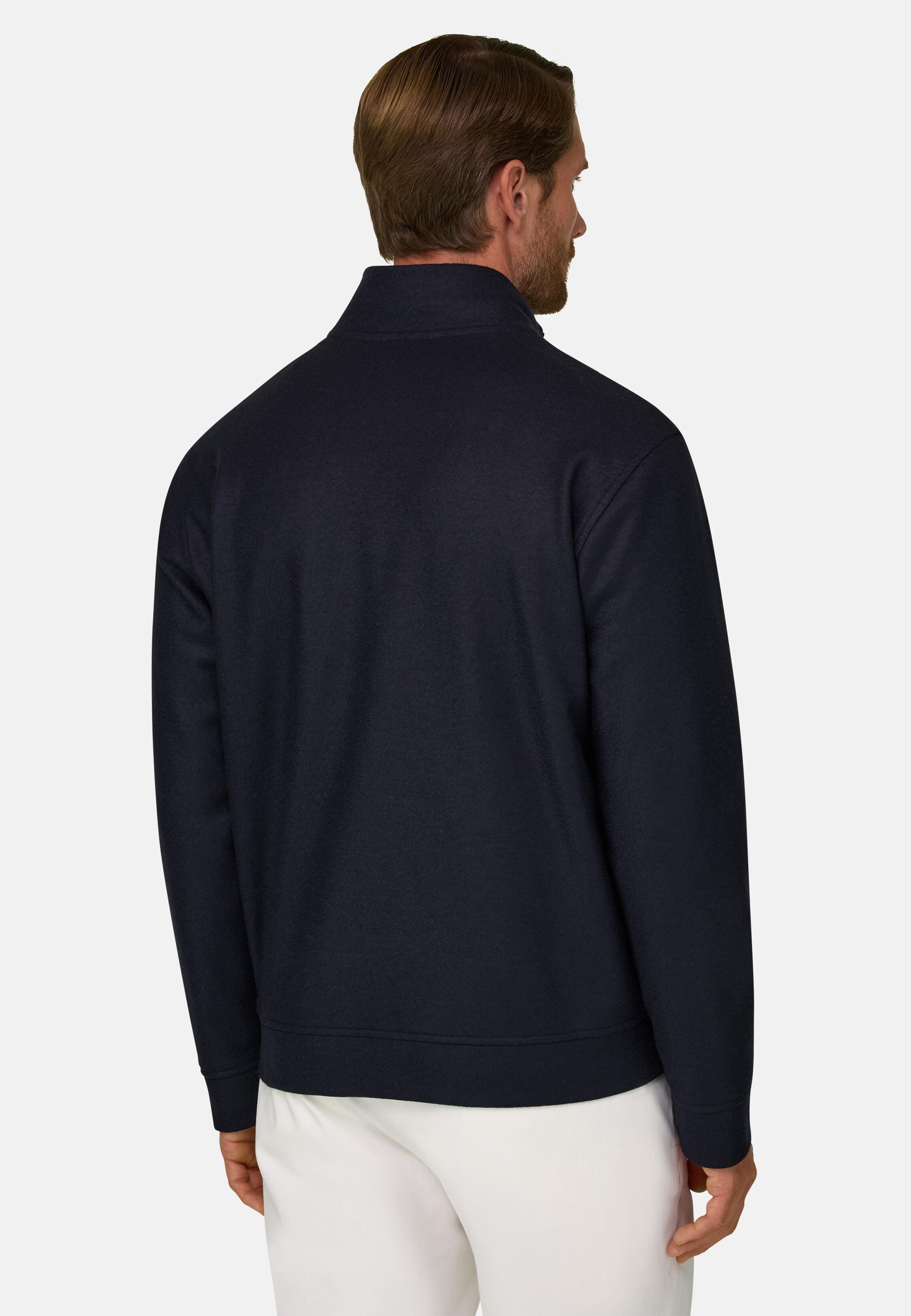 Bomber in Wool Navy blue, Navy blue, medium