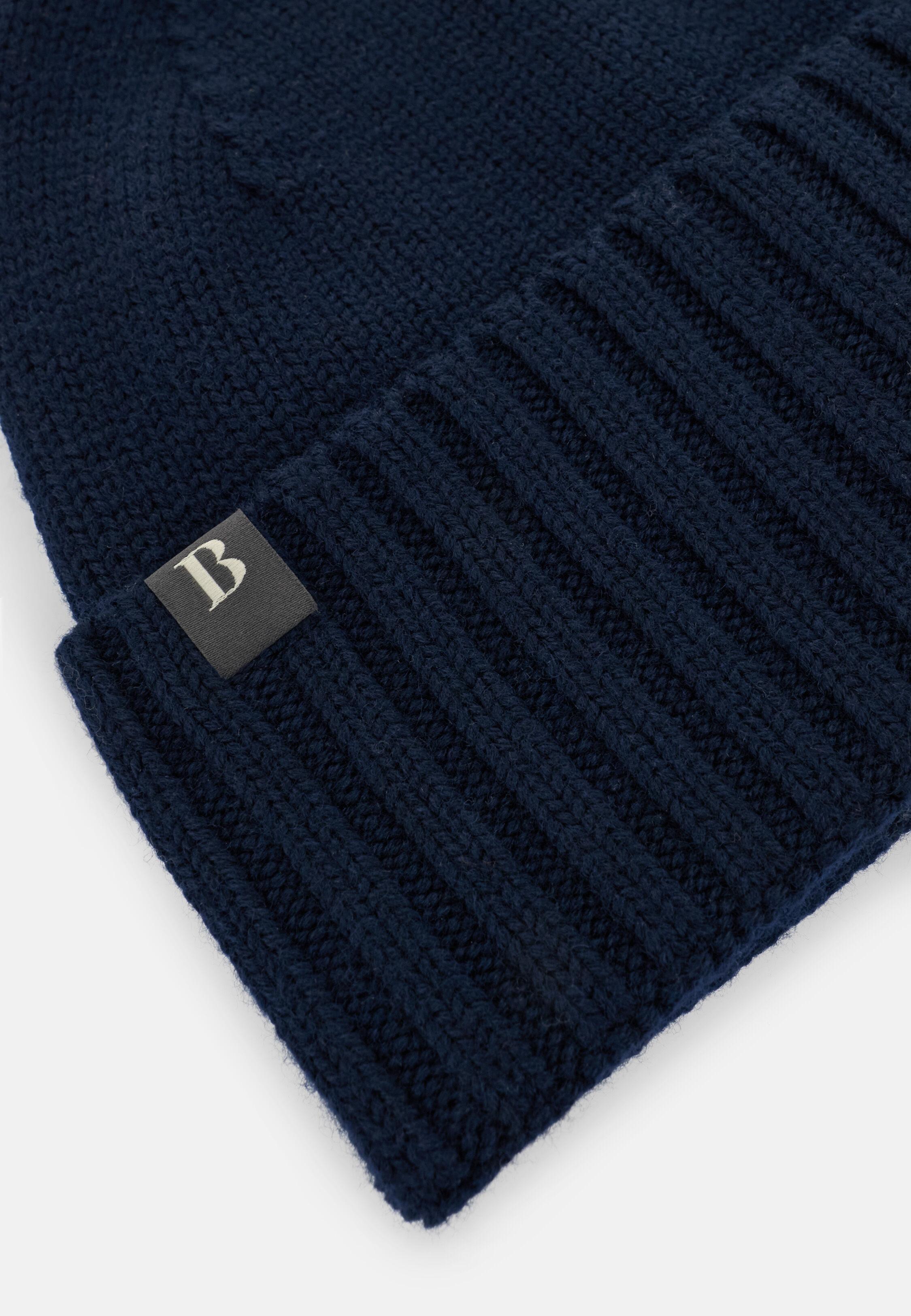 Beanie in Wool Blend Navy blue, Navy blue, medium