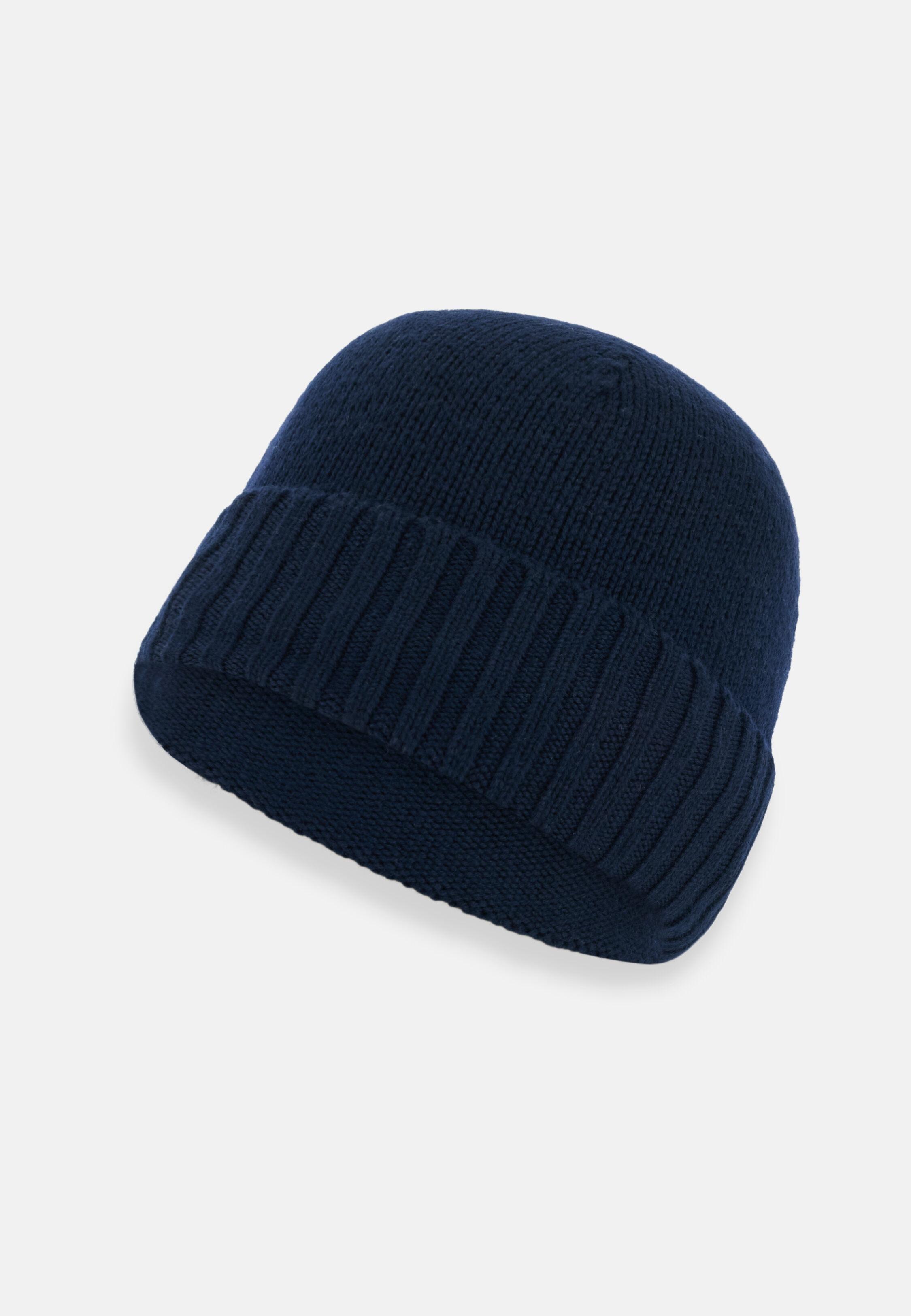 Beanie in Wool Blend Navy blue, Navy blue, medium