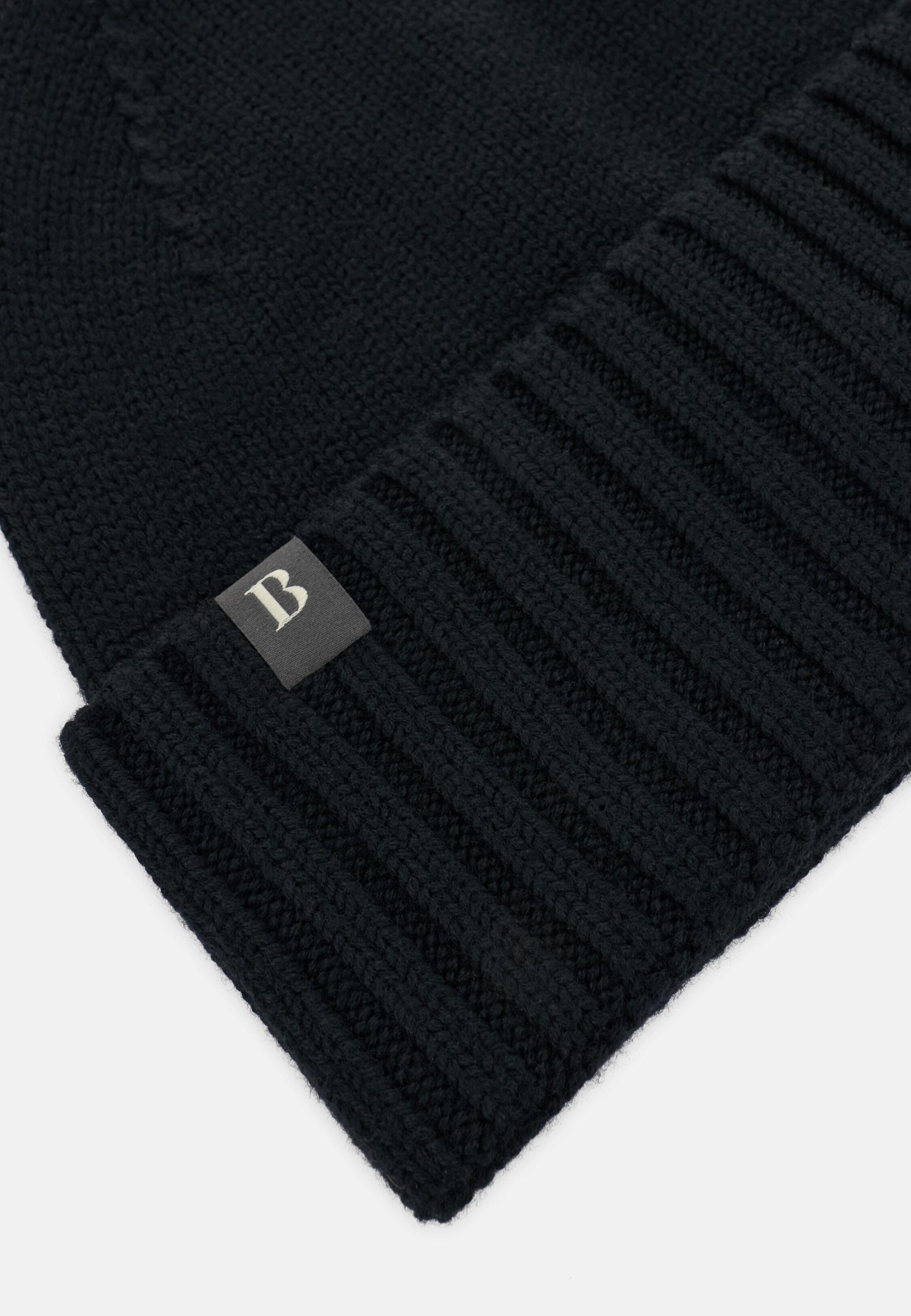 Beanie In Wool Blend Black, Black, medium