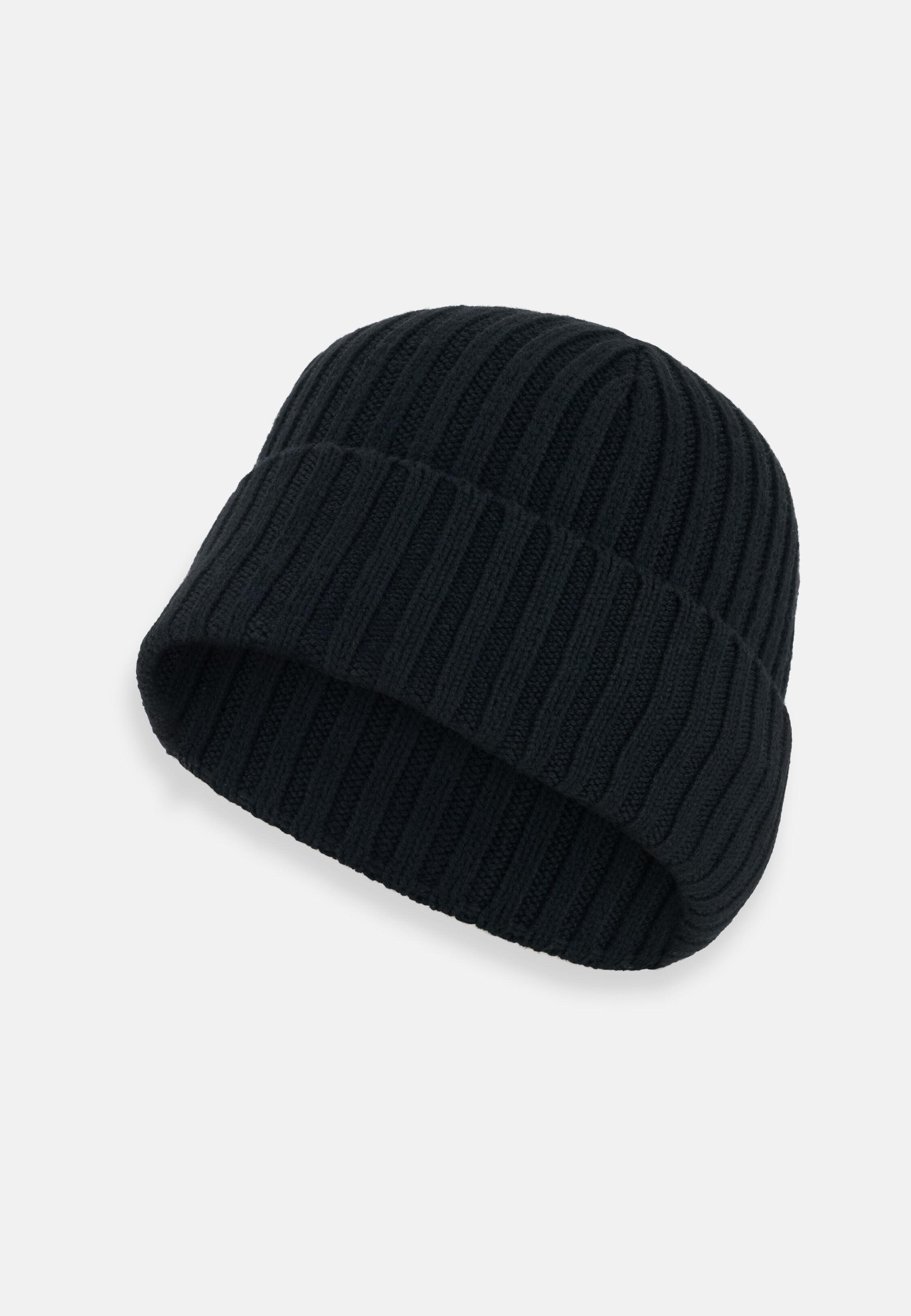 Beanie in Wool Blend, Black, Black, medium