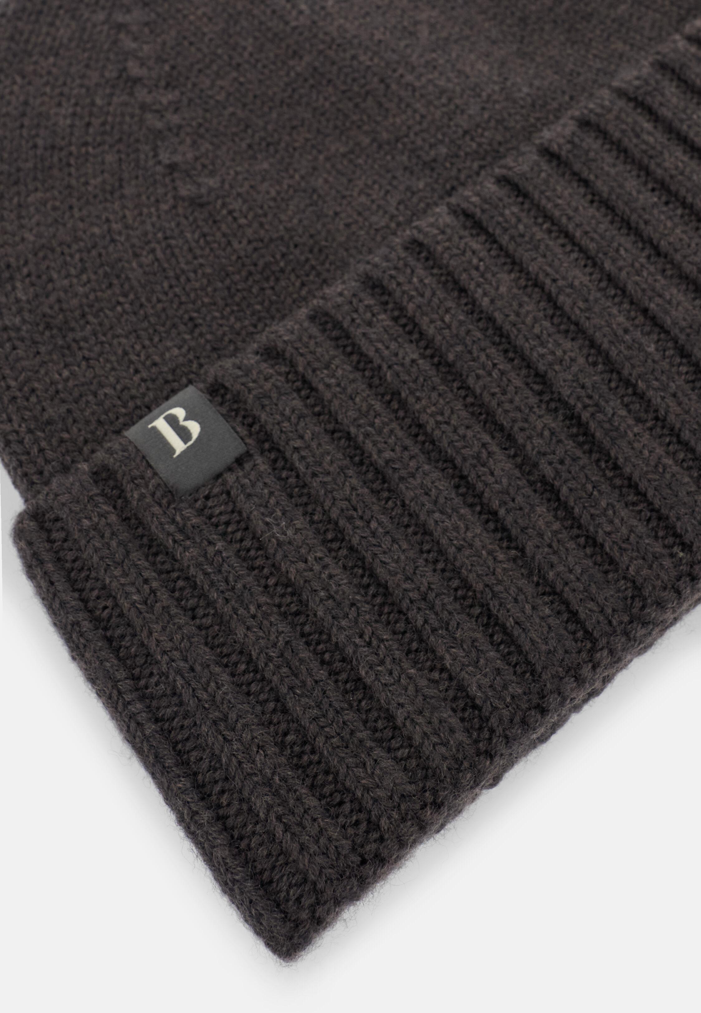 Beanie In Wool Blend Brown, Dark brown, large image number 0