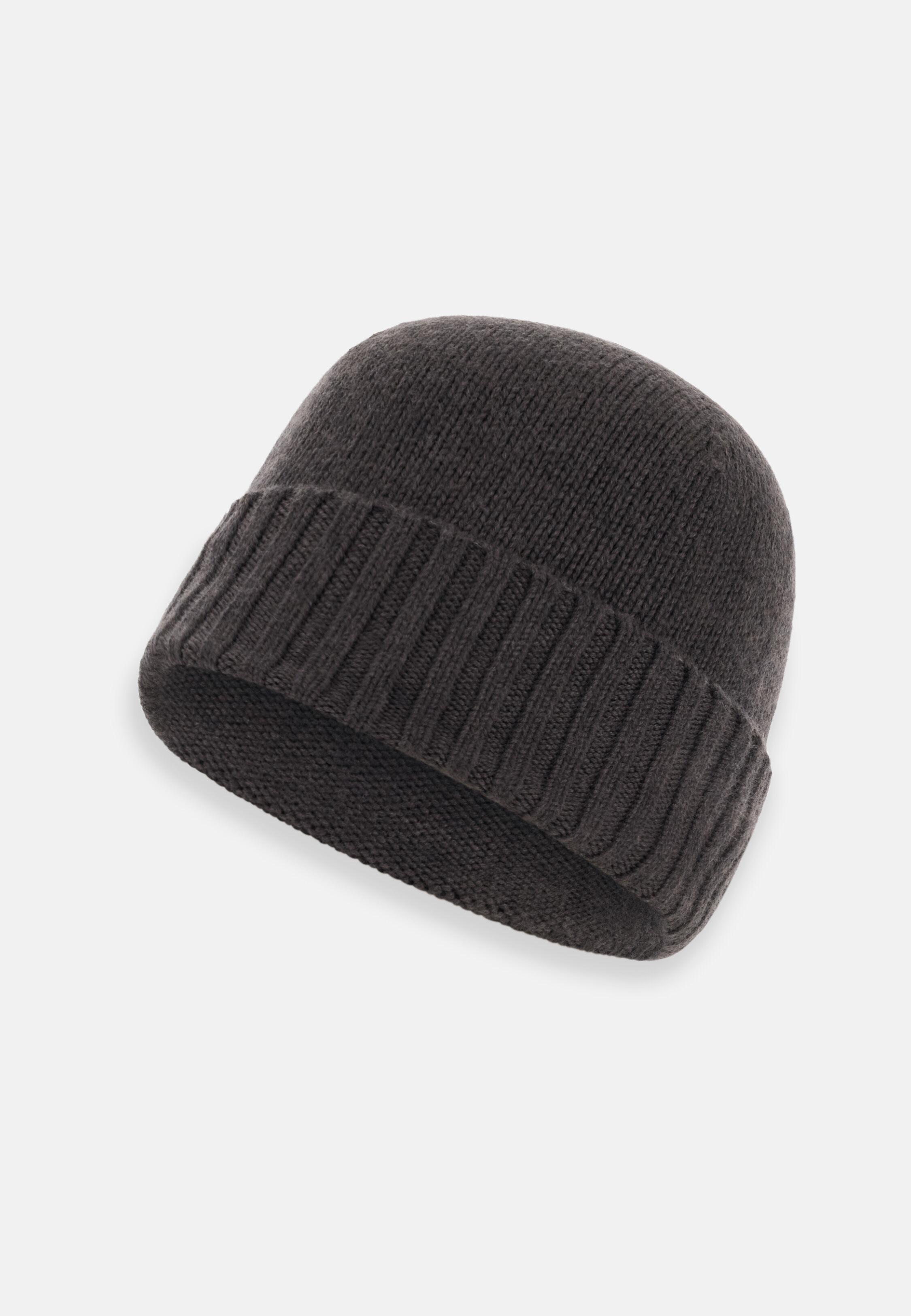 Beanie in Wool Blend, Dark Brown, Dark brown, large image number 1