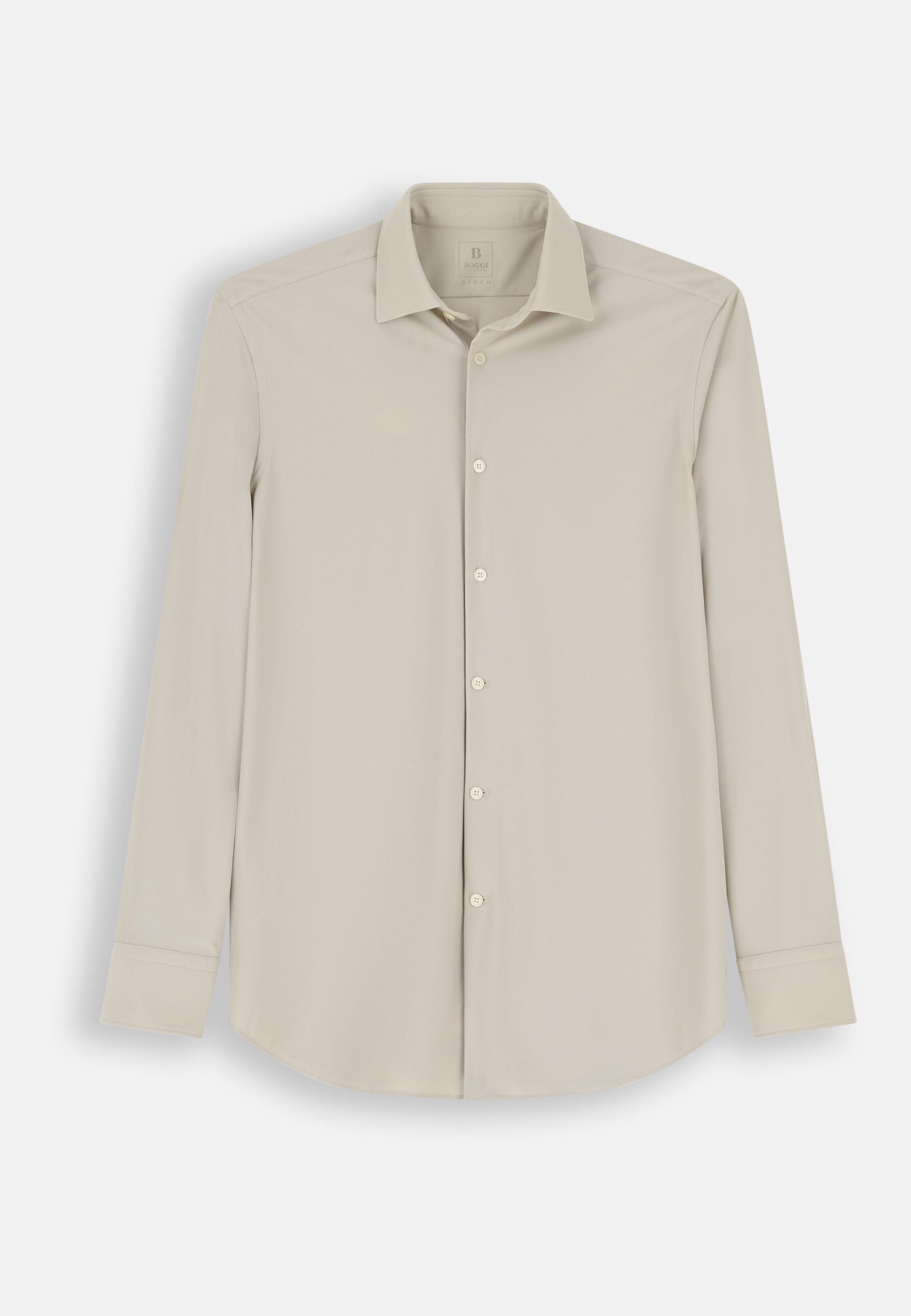 قميص من النايلون المطاطي B Tech بقصة ضيقة بيج, Beige, large image number 5