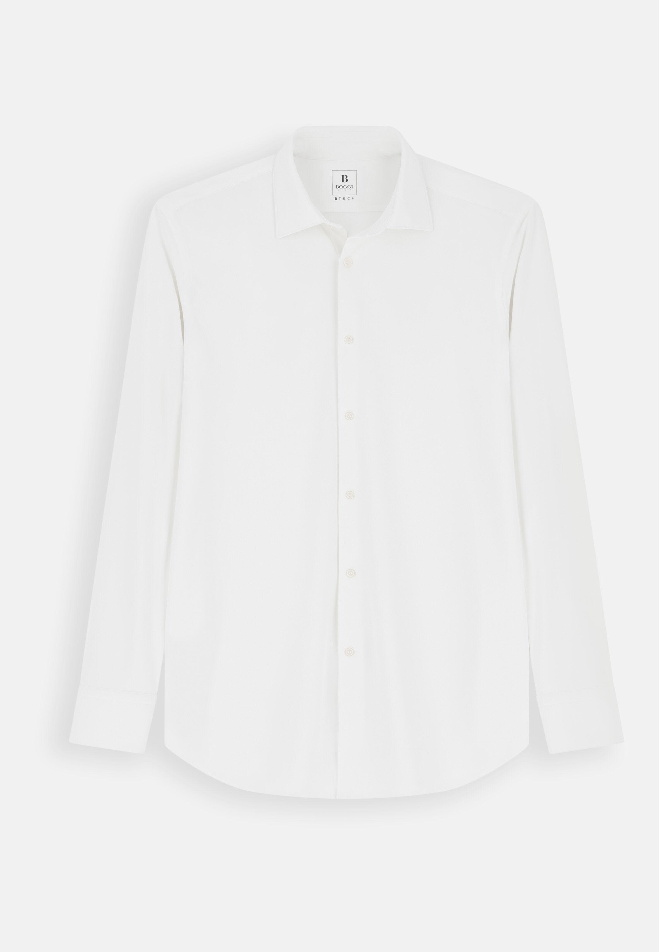 Shirt in Stretch Nylon B Tech Slim Fit White, White, large image number 5