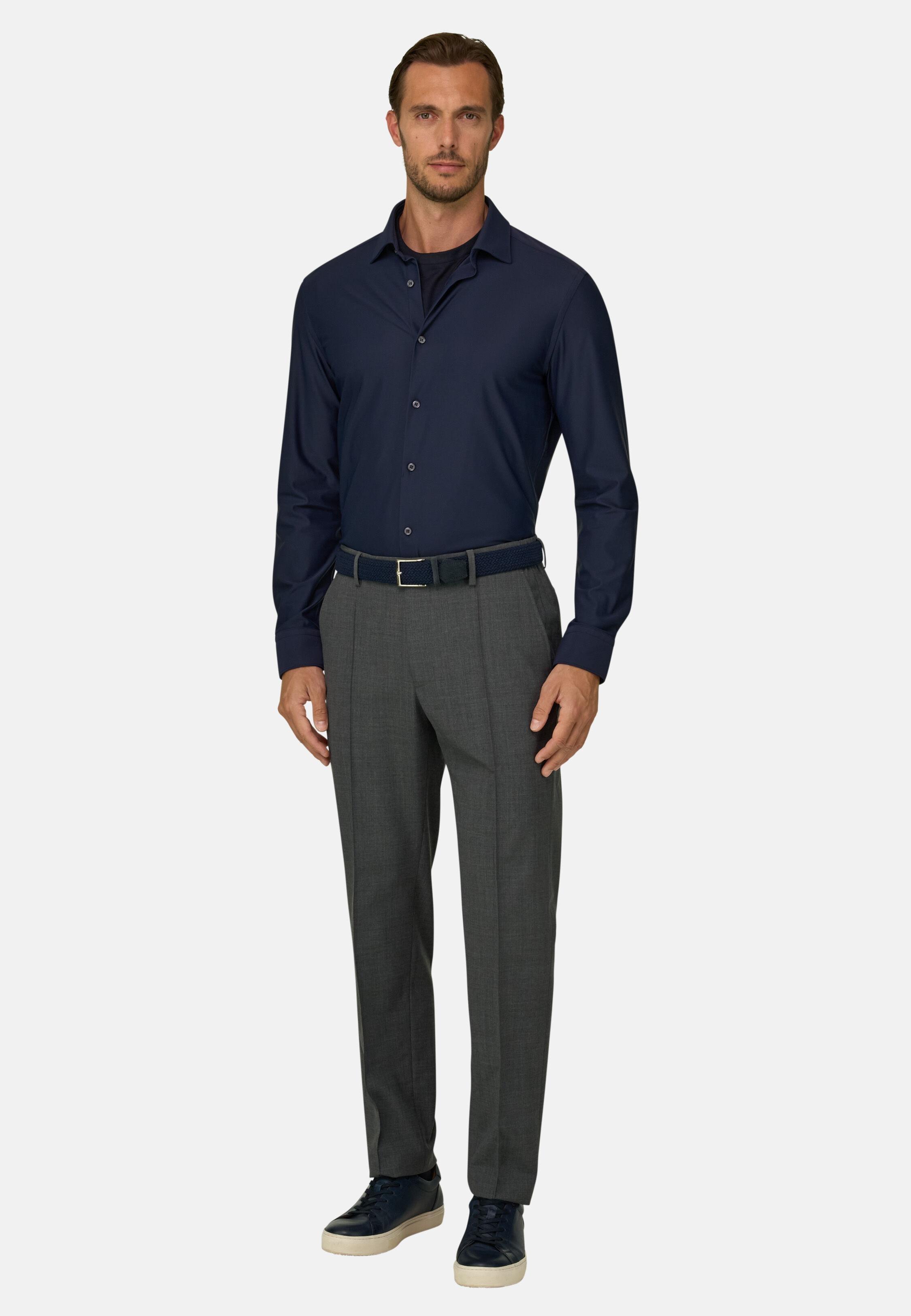 Shirt in Stretch Nylon B Tech Slim Fit Navy blue, Navy blue, medium