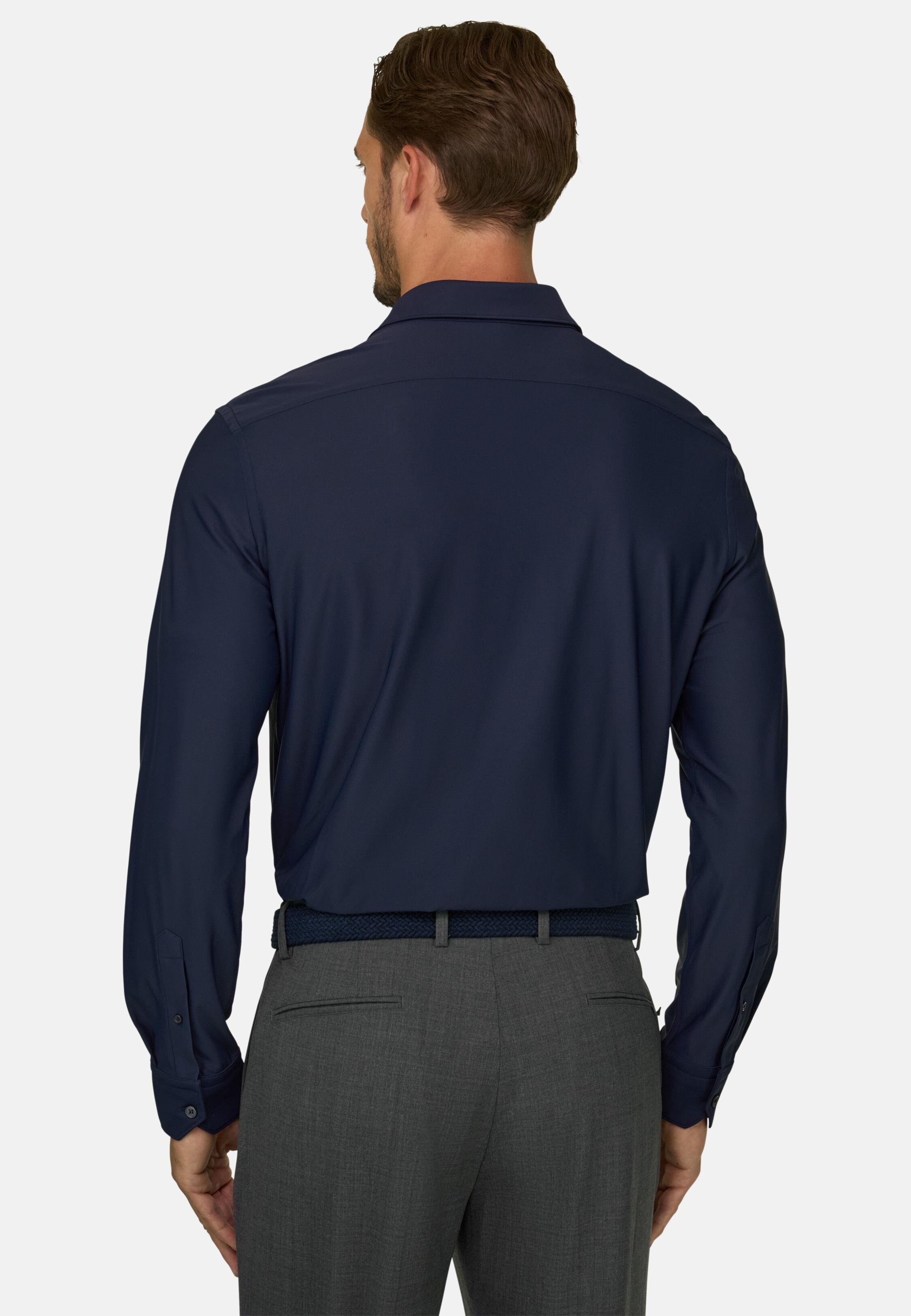 Shirt in Stretch Nylon B Tech Slim Fit Navy blue, Navy blue, large image number 5