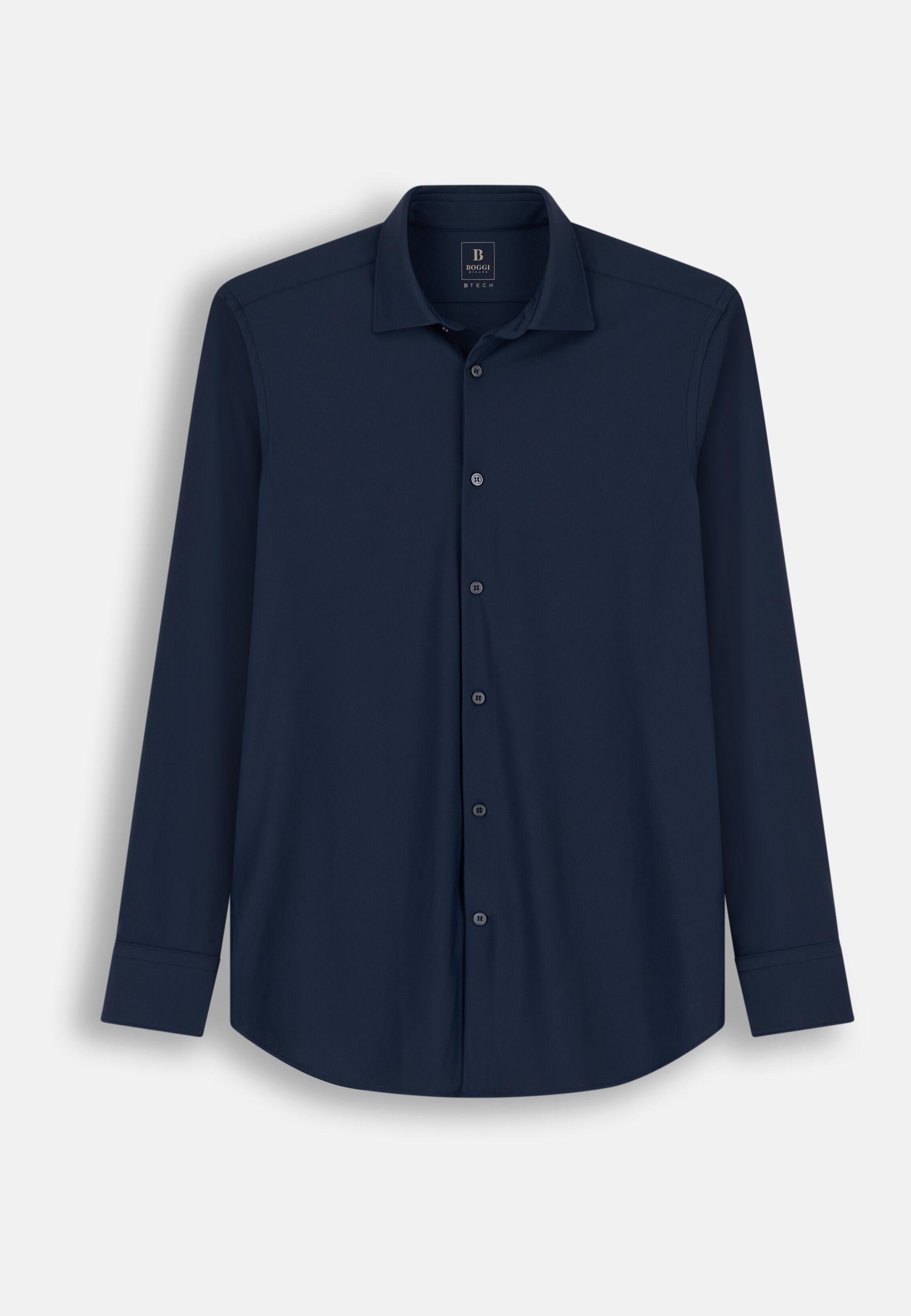 Shirt in Stretch Nylon B Tech Slim Fit Navy blue, Navy blue, large image number 6
