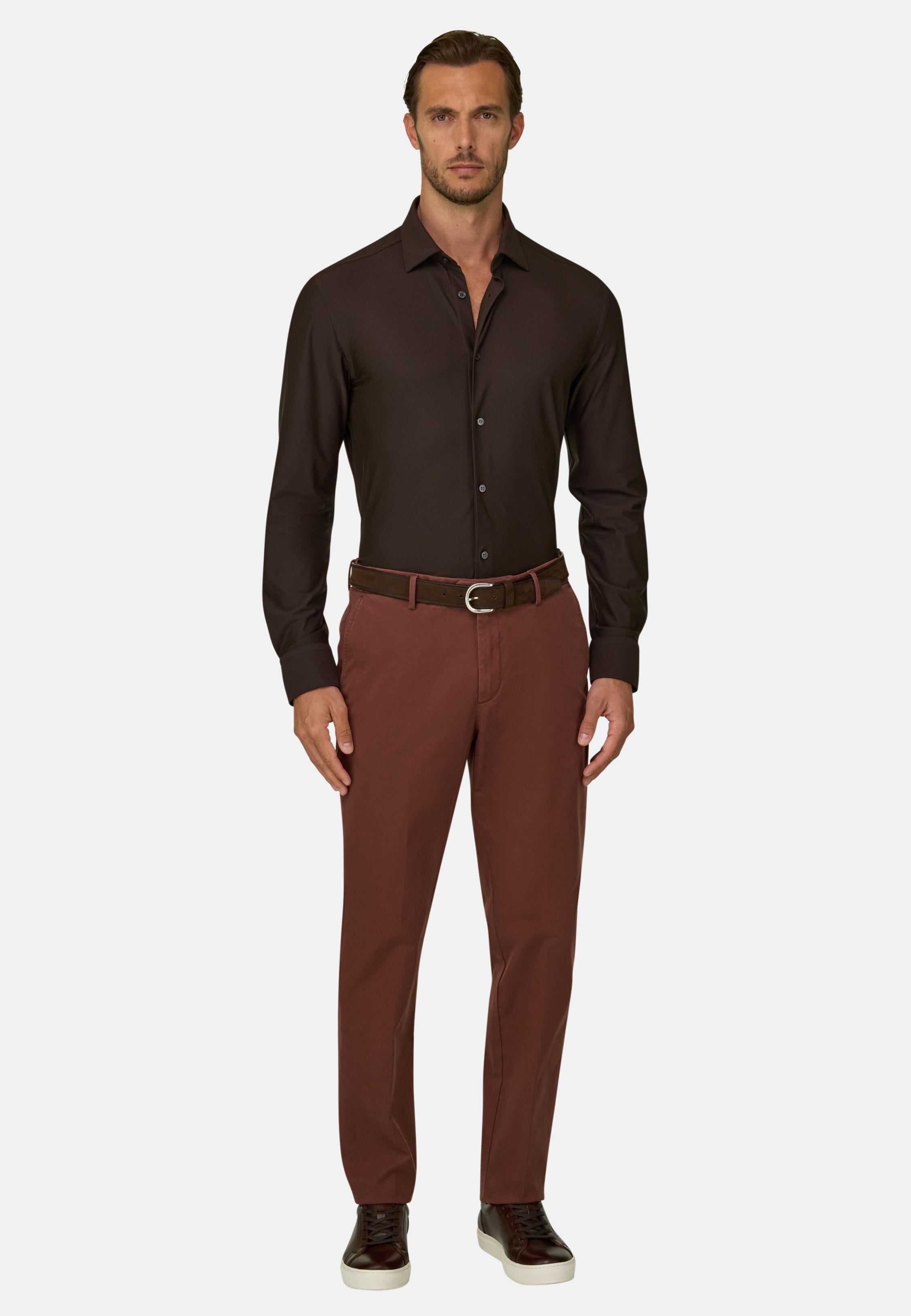 Shirt in Stretch Nylon B Tech Slim Fit Dark brown, Dark brown, large image number 0