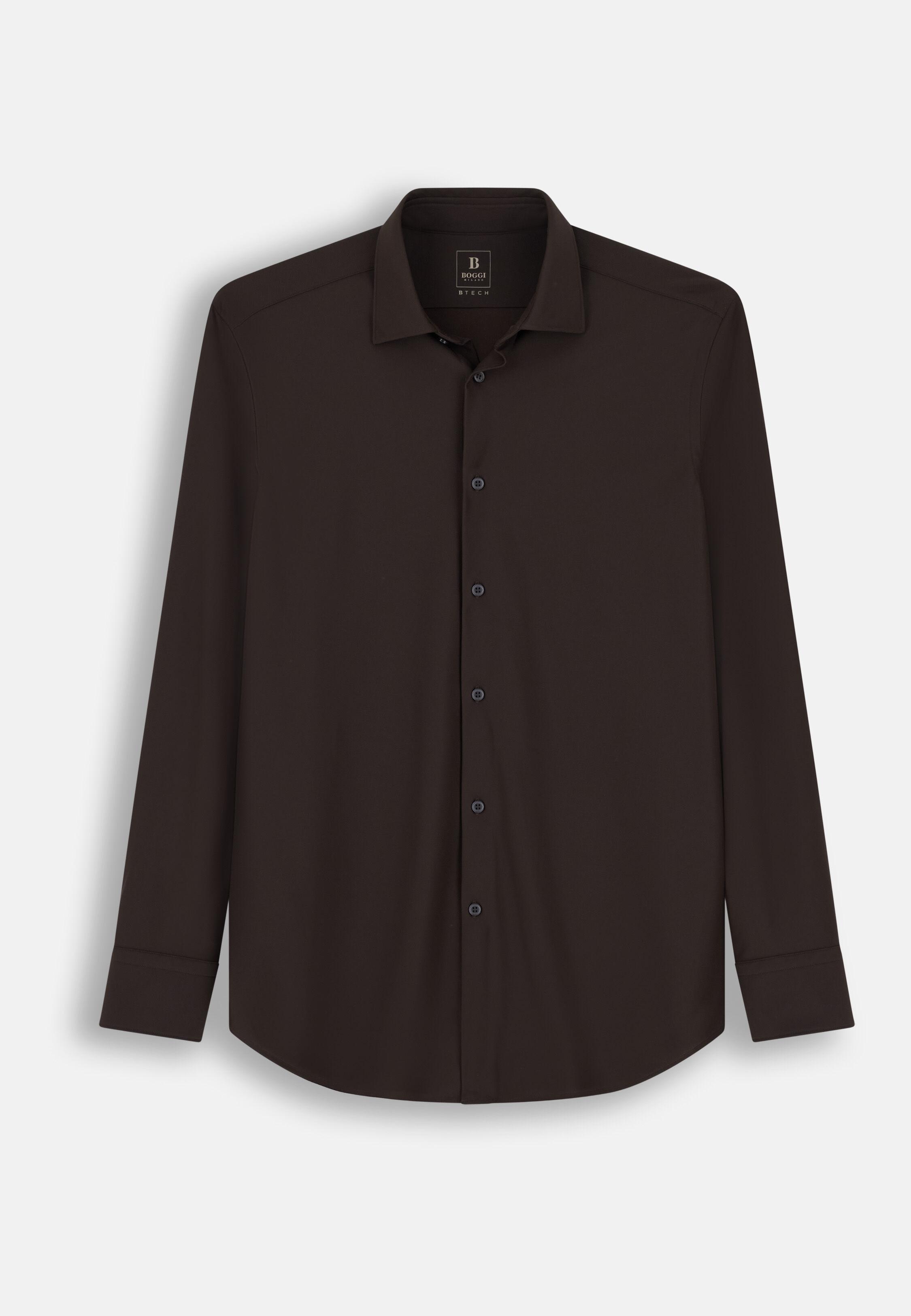 Shirt in Stretch Nylon B Tech Slim Fit Dark brown, Dark brown, large image number 5