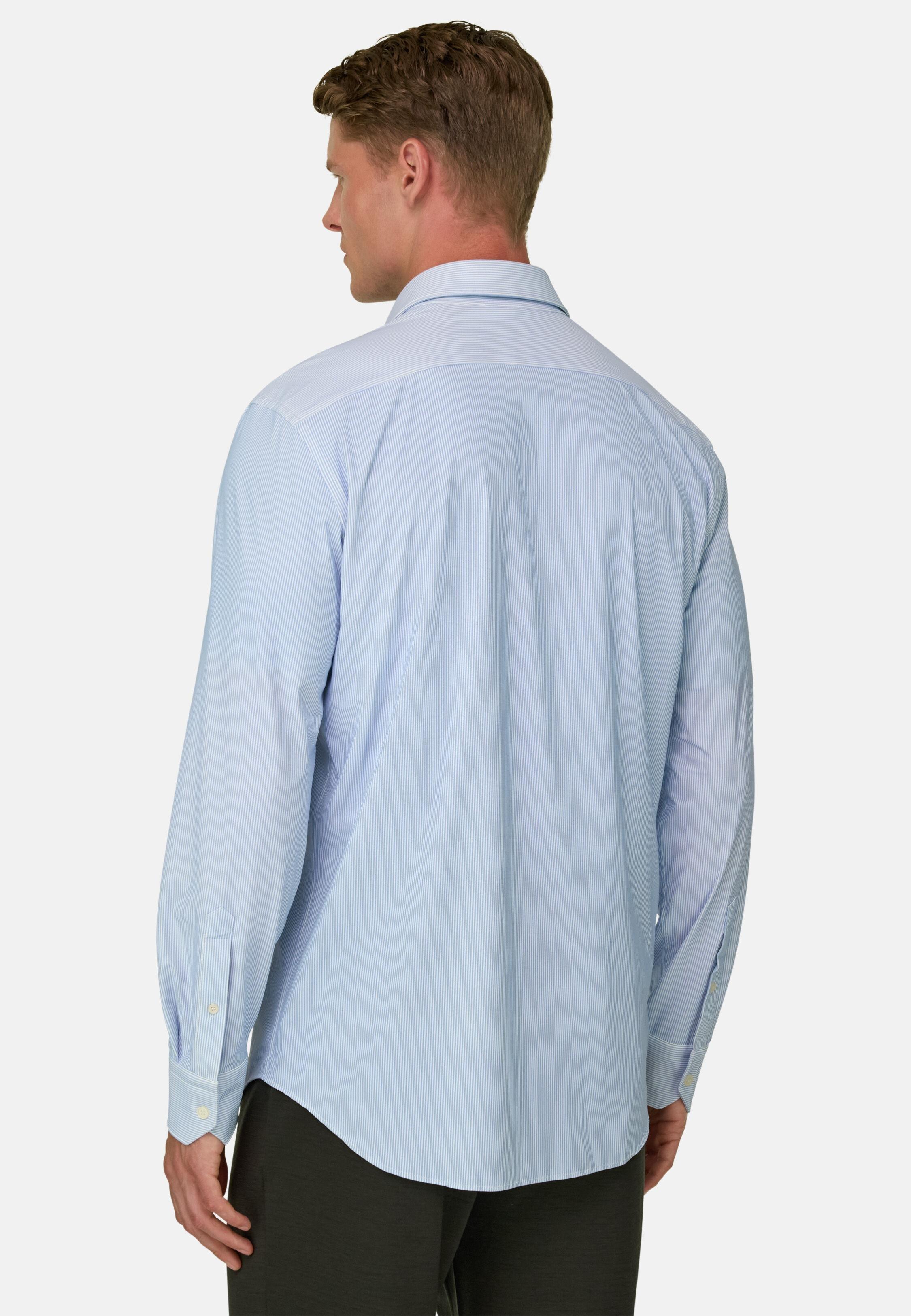 Shirt Striped Stretch Nylon B Tech Slim Fit Light Blue, Light Blue, medium