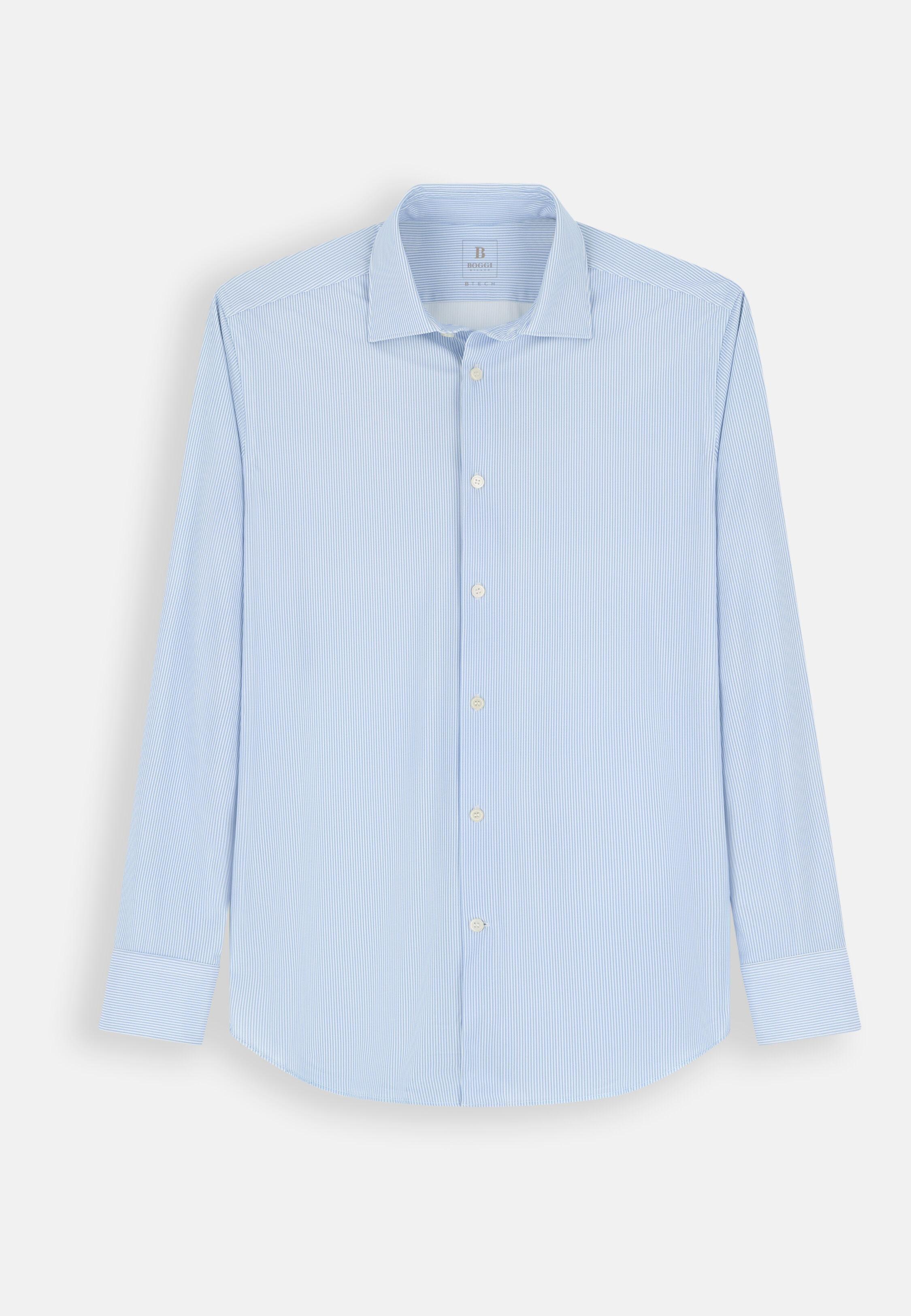 Shirt Striped Stretch Nylon Slim Fit B-Tech, Light Blue, Light Blue, large image number 4
