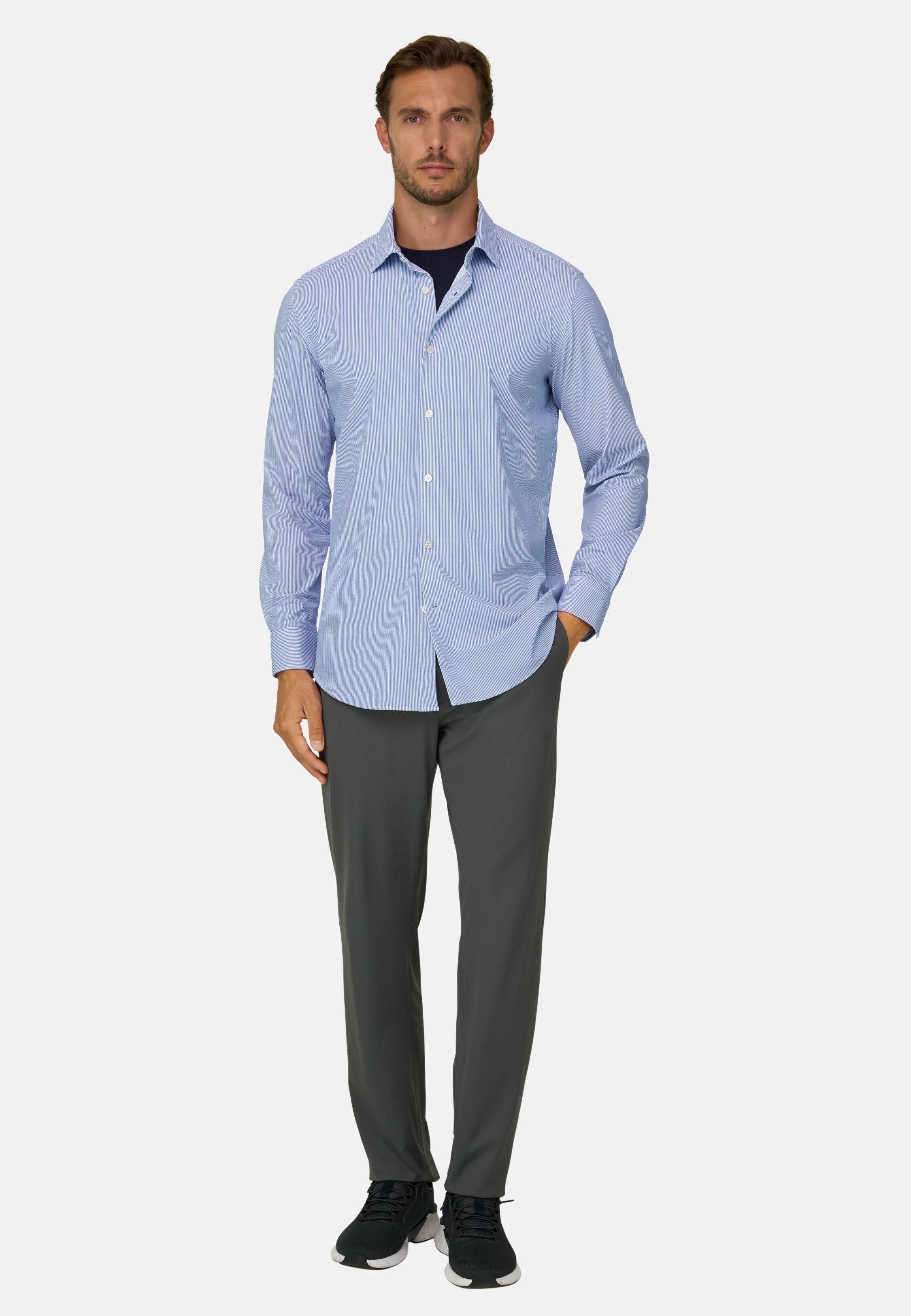 Shirt Striped Stretch Nylon B Tech Slim Fit Navy blue, Navy blue, medium