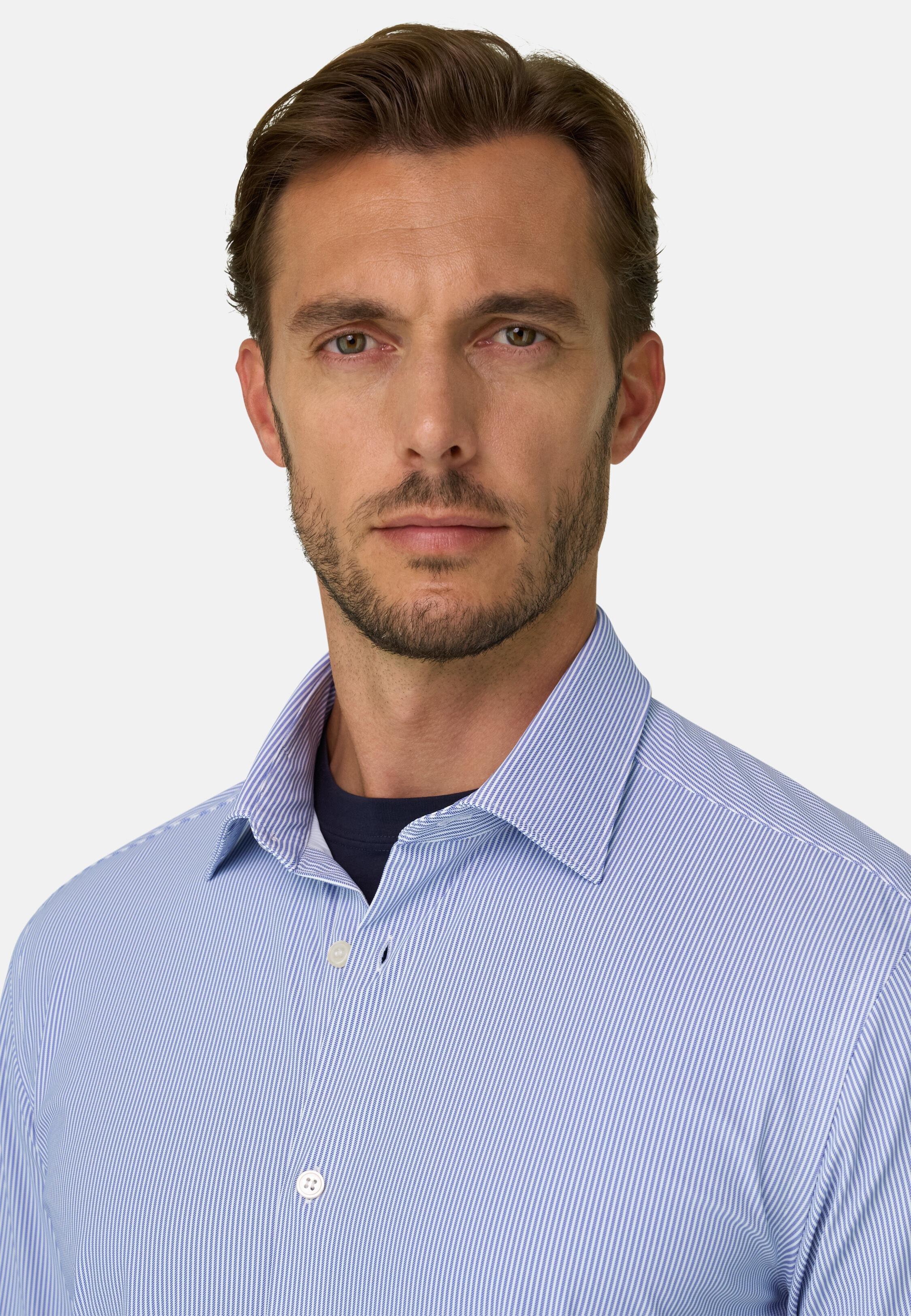 Shirt Striped Stretch Nylon B Tech Slim Fit Navy blue, Navy blue, medium
