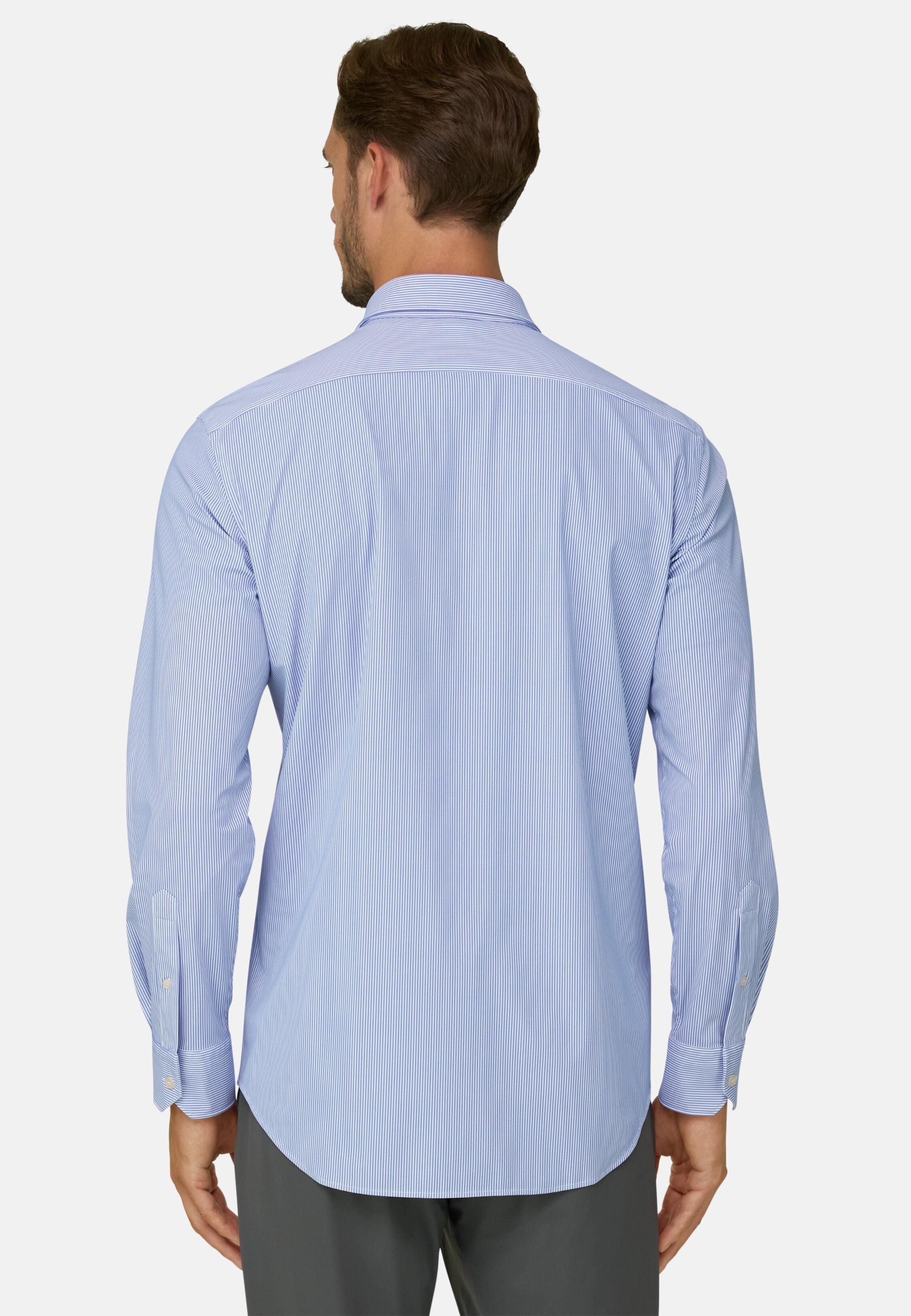 Shirt Striped Stretch Nylon B Tech Slim Fit Navy blue, Navy blue, large image number 4