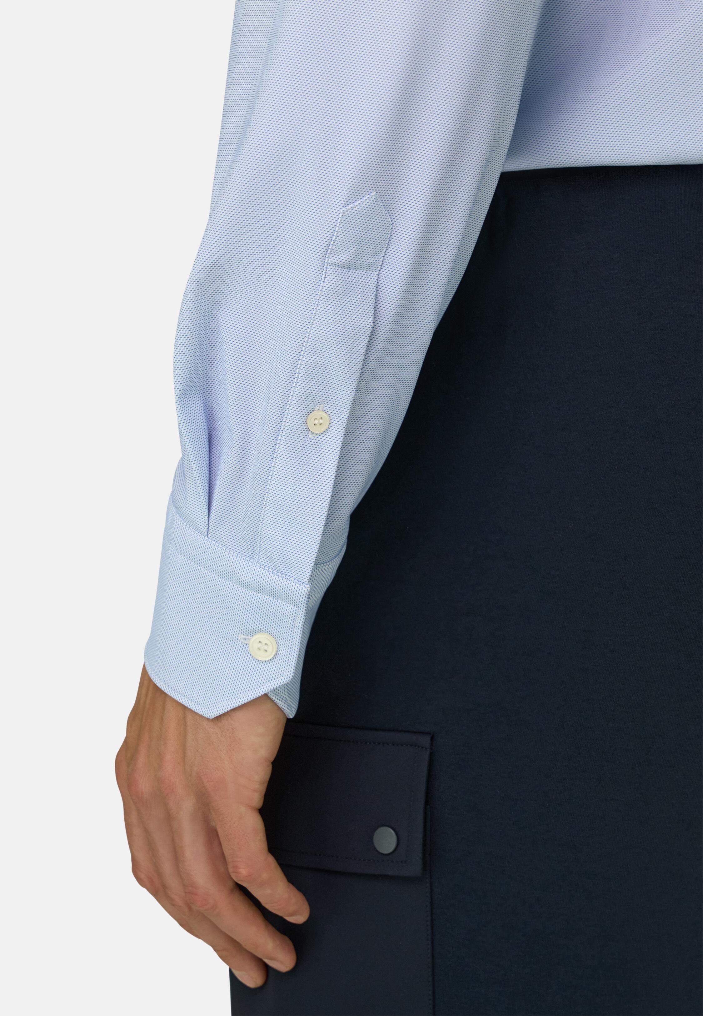 Shirt Micro Patterned Stretch Nylon Slim Fit B Tech Light Blue, Light Blue, medium