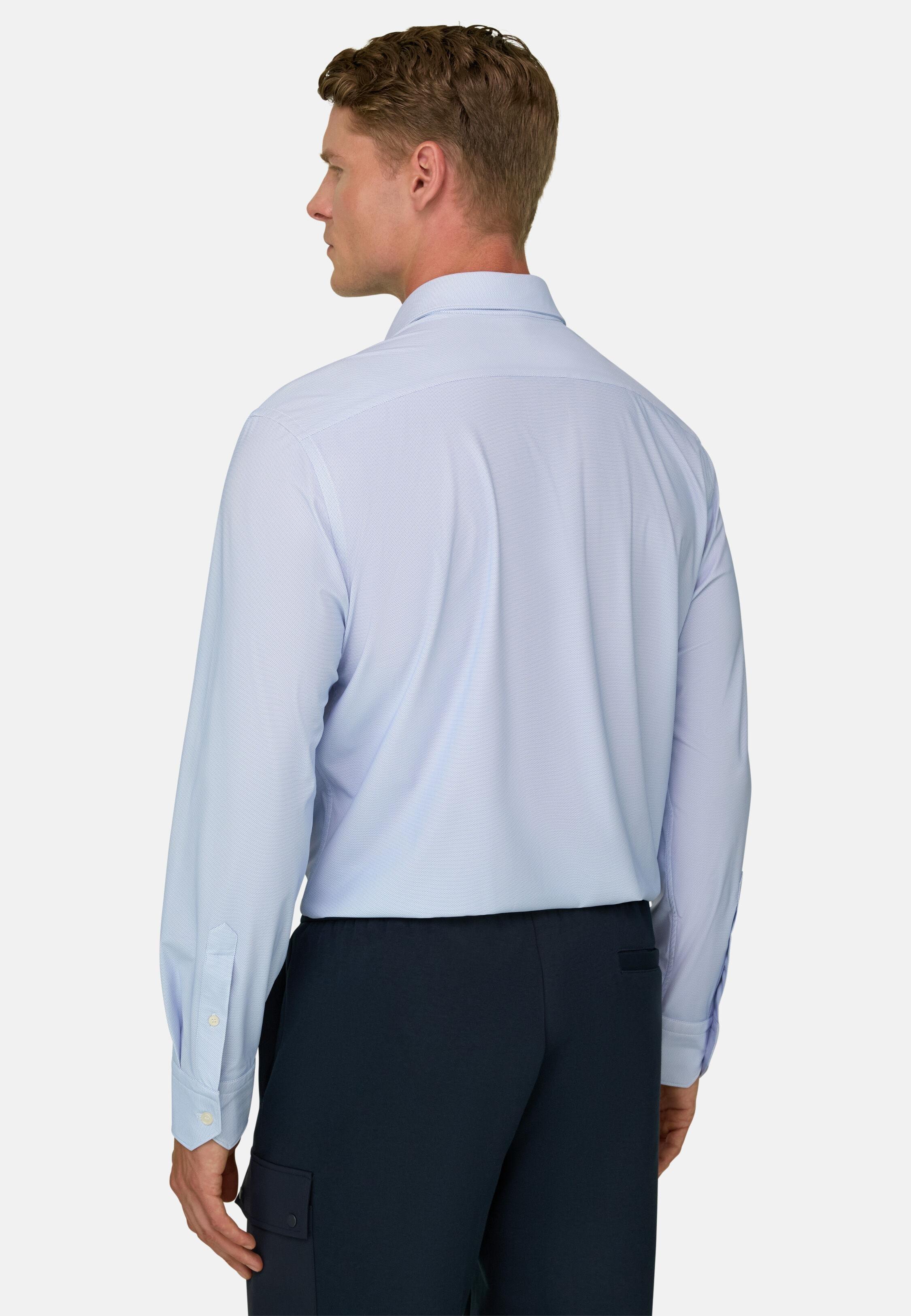 Shirt Micro Patterned Stretch Nylon Slim Fit B Tech Light Blue, Light Blue, large image number 4