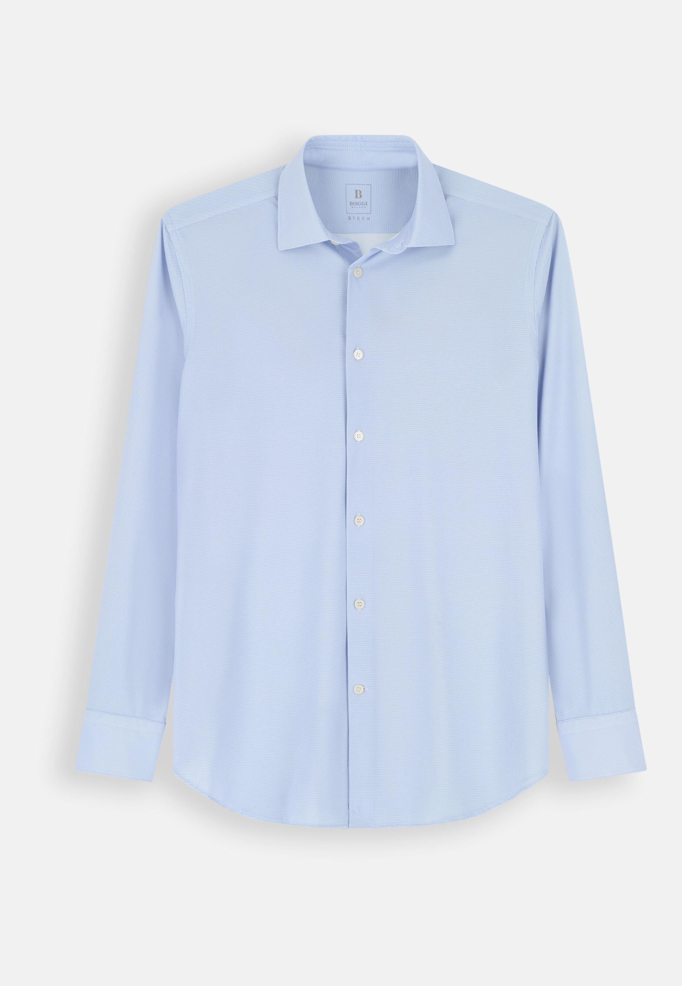 Shirt Micro Patterned Stretch Nylon Slim Fit B Tech Light Blue, Light Blue, large image number 5