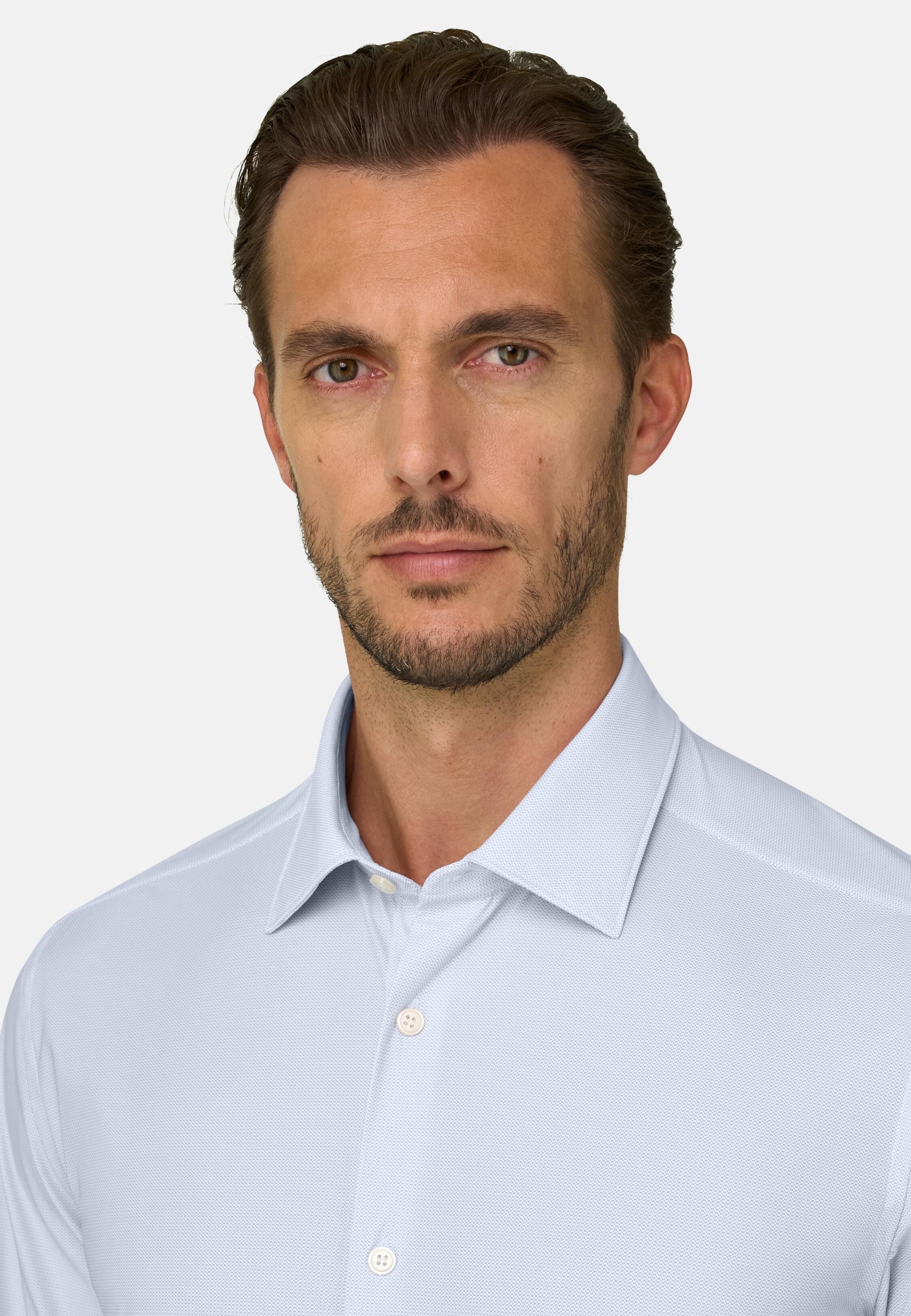 Shirt Micro Patterned Nylon Stretch Slim Fit B Tech Light Blue, Light Blue, large image number 2