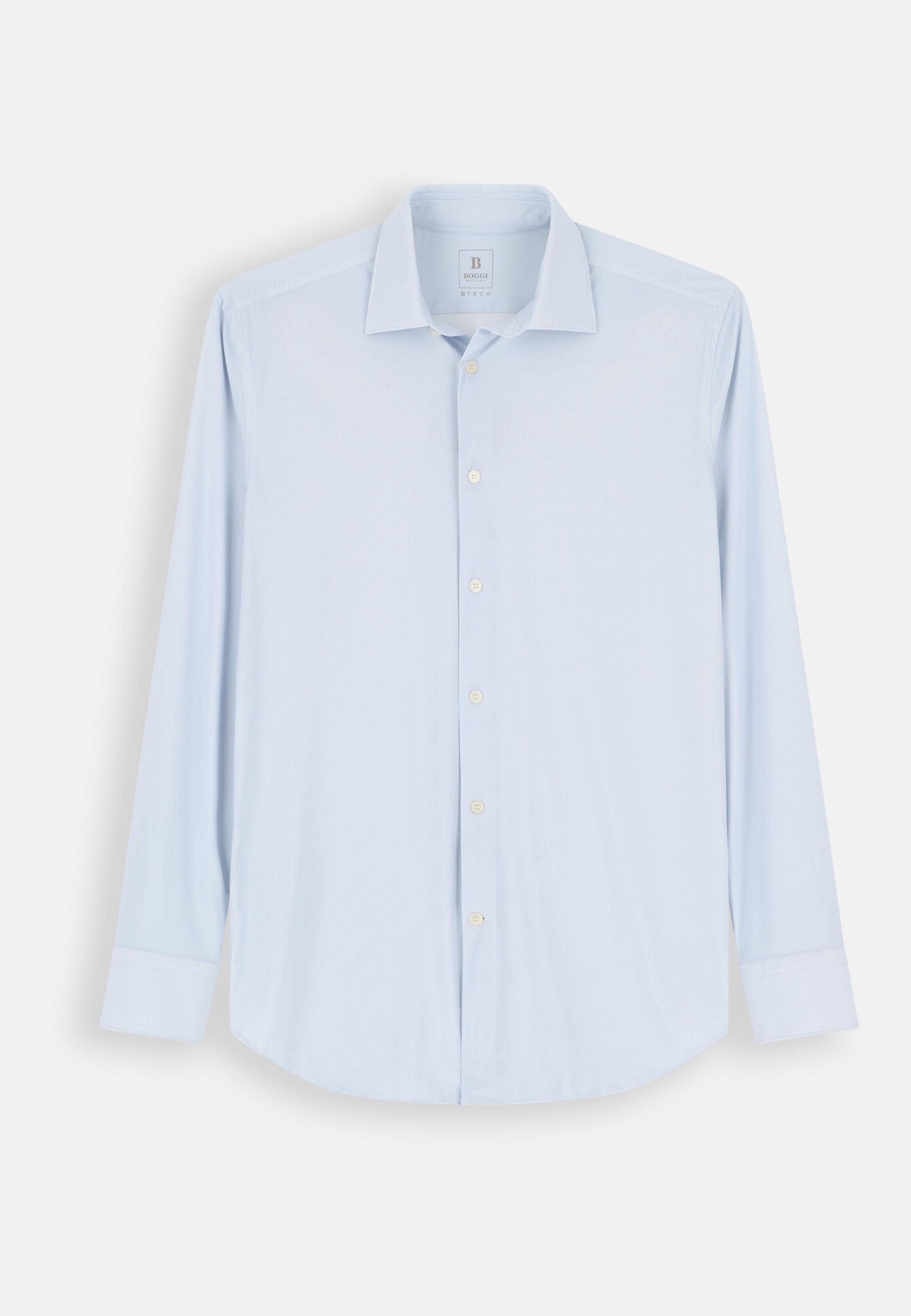 Shirt Micro Patterned Nylon Stretch Slim Fit B Tech Light Blue, Light Blue, large image number 5