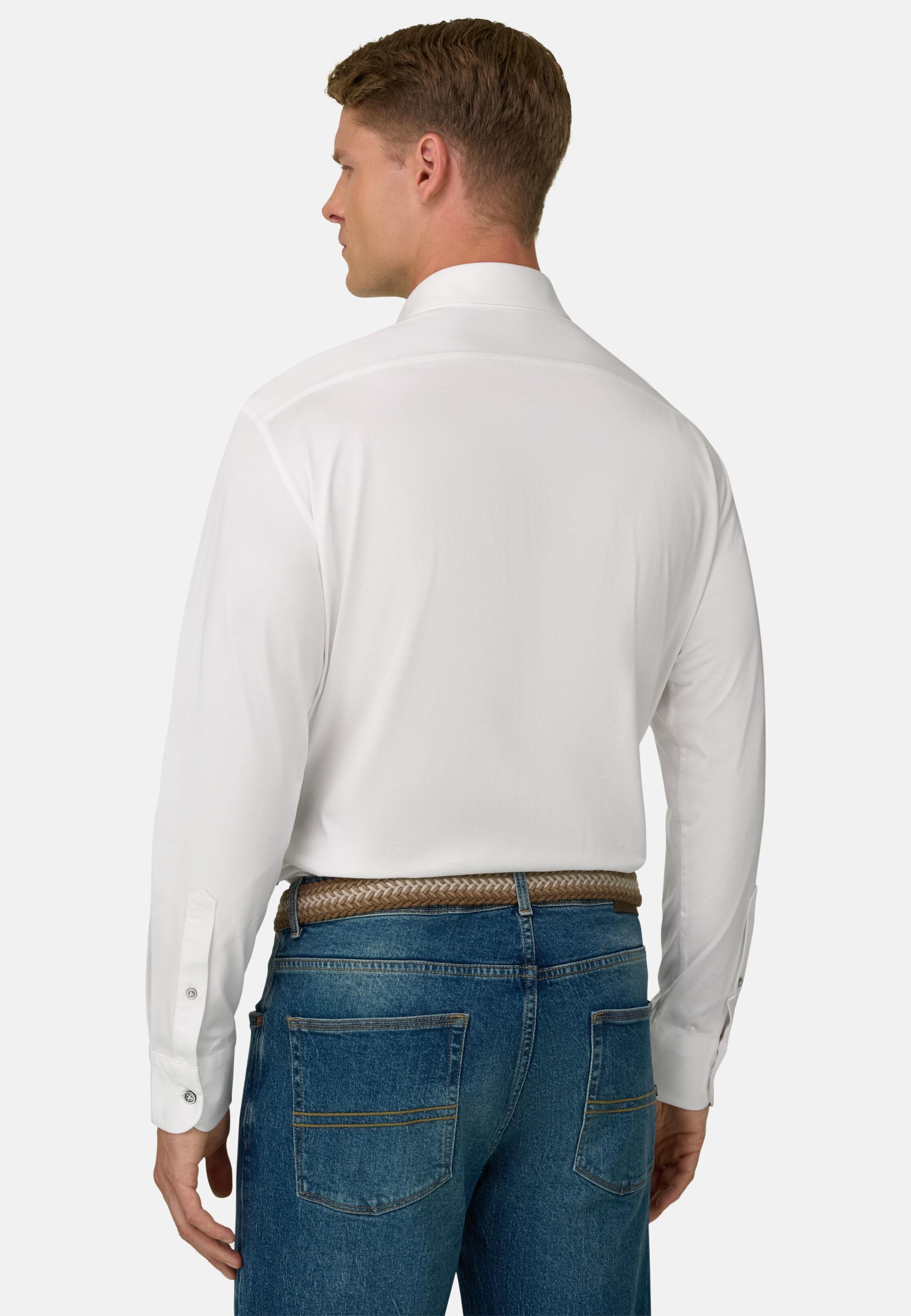 Polo Shirt in Cotton and Silk Regular Fit, White, White, large image number 5