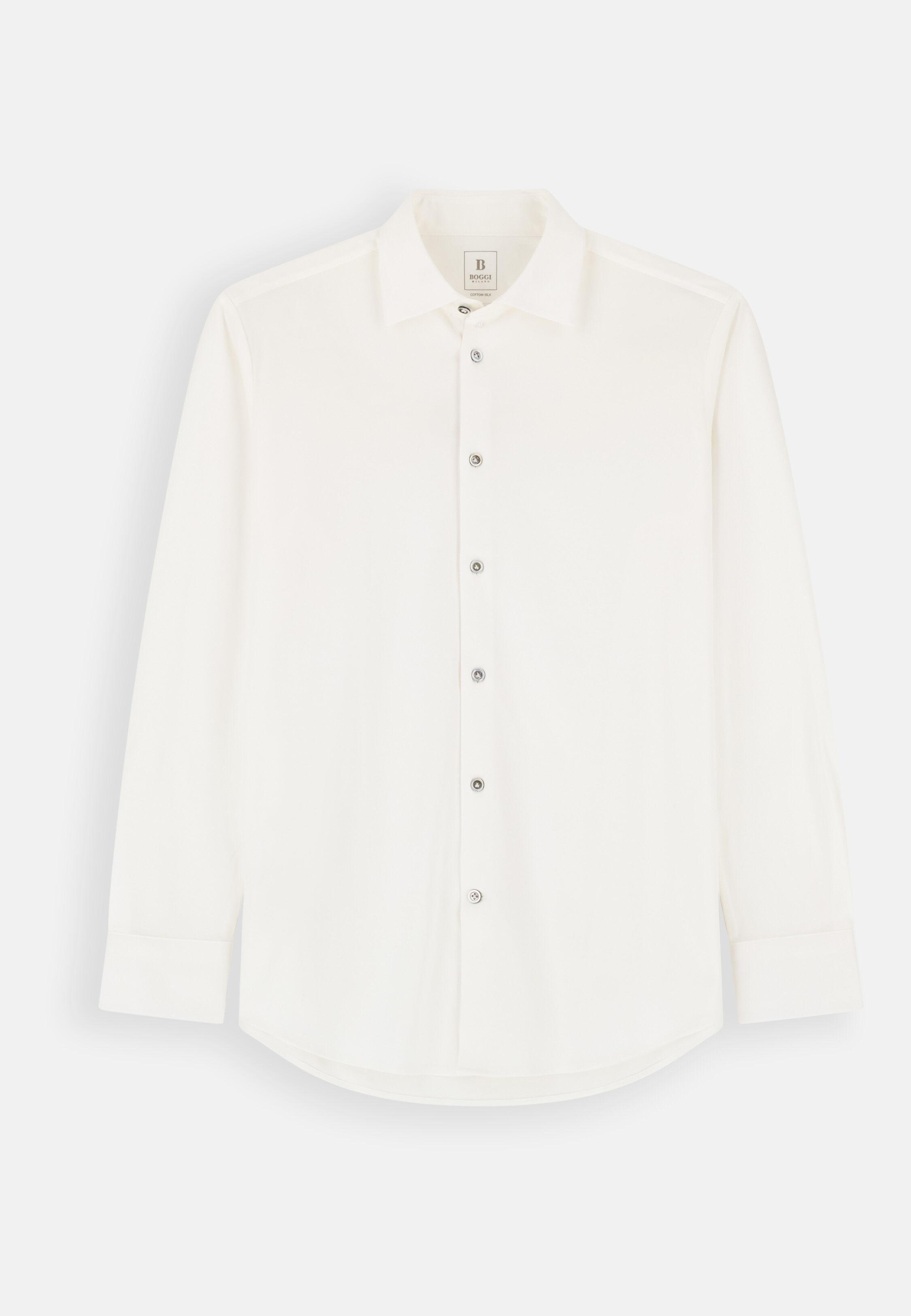 Polo Shirt in Cotton and Silk Regular Fit, White, White, large image number 6