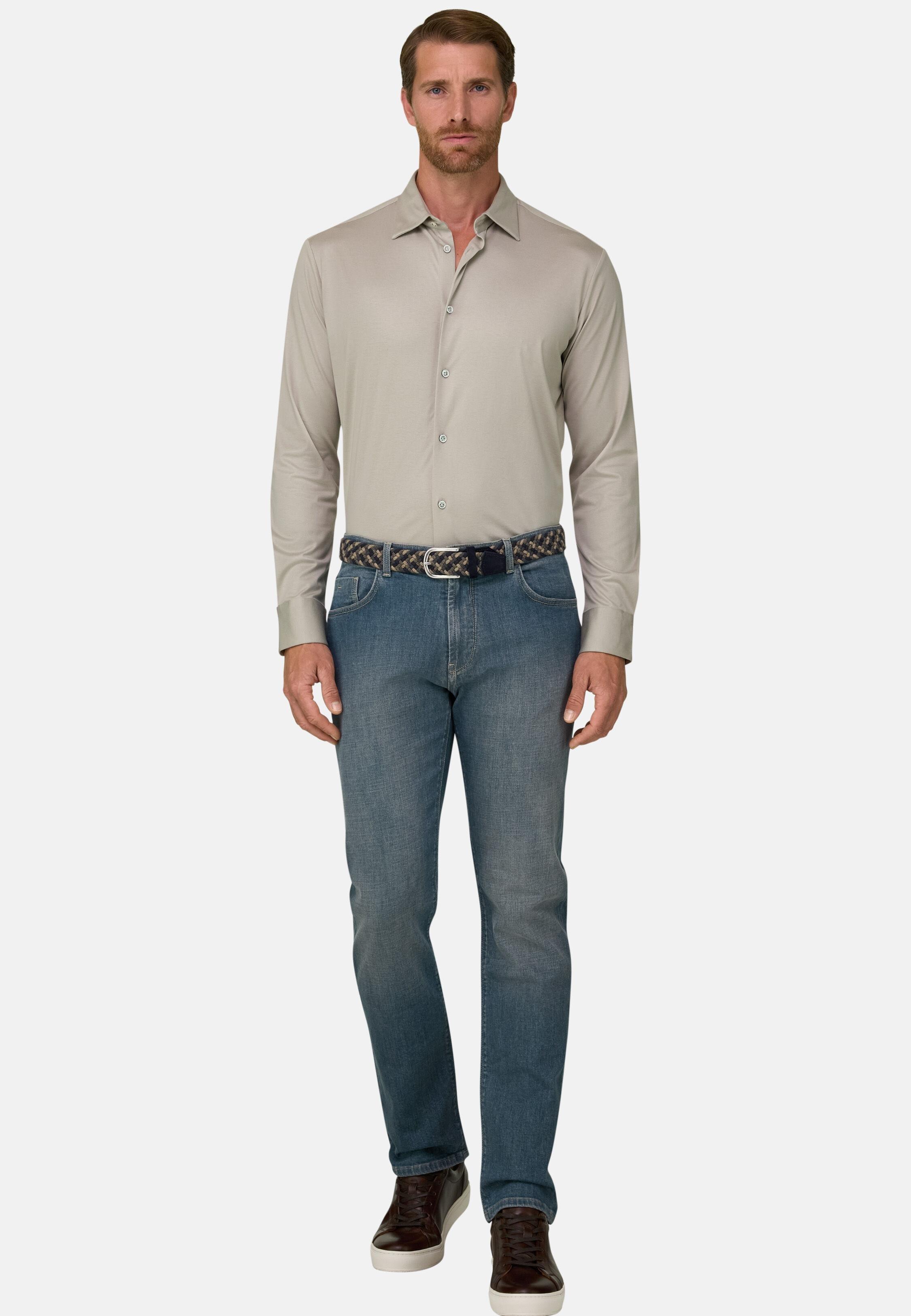 قميص بولو من القطن والحرير بقصة عادية بيج, Beige, large image number 0