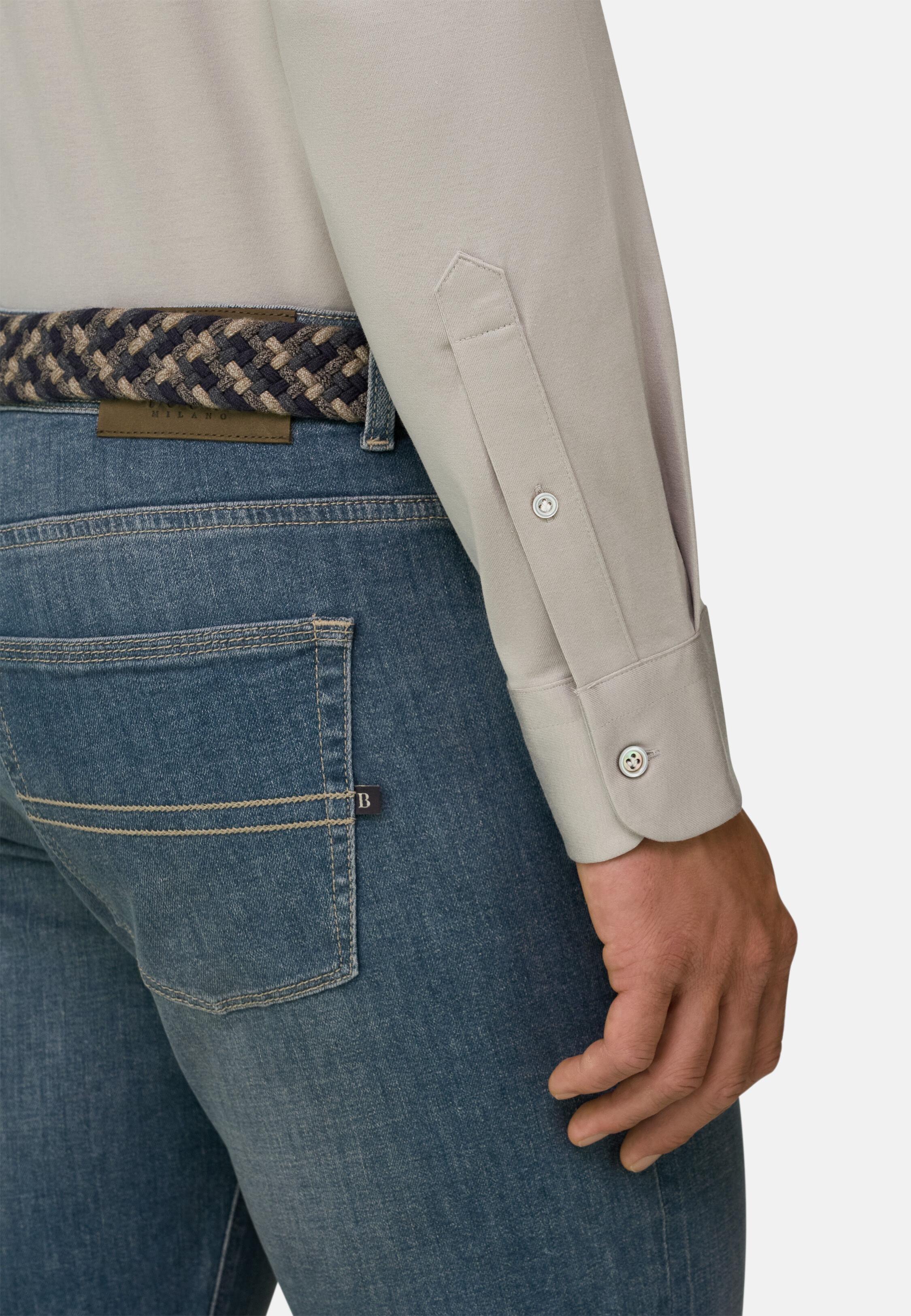 قميص بولو من القطن والحرير بقصة عادية بيج, Beige, large image number 2