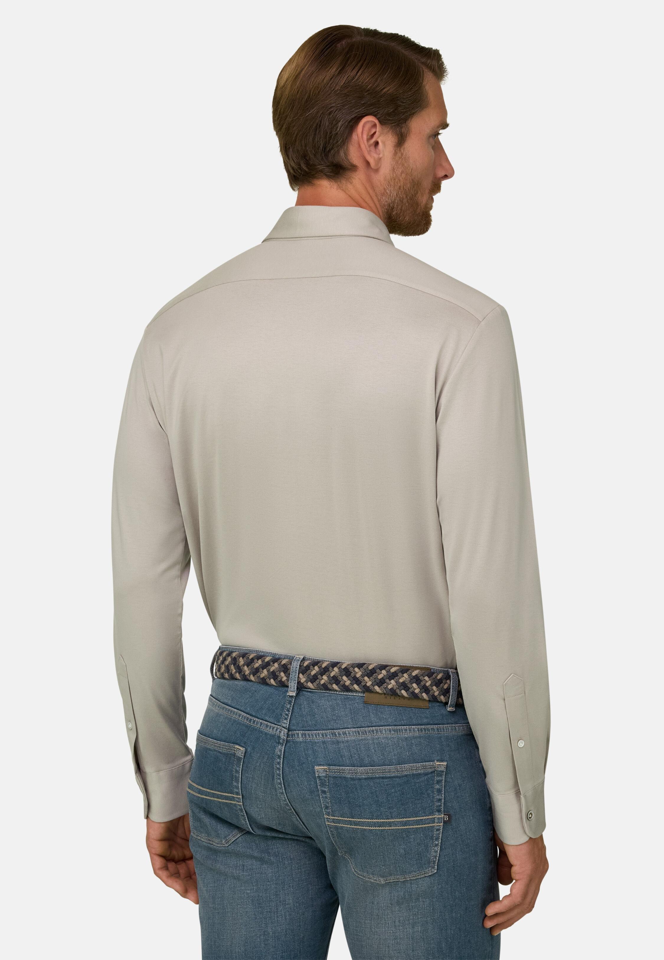 قميص بولو من القطن والحرير بقصة عادية بيج, Beige, large image number 4