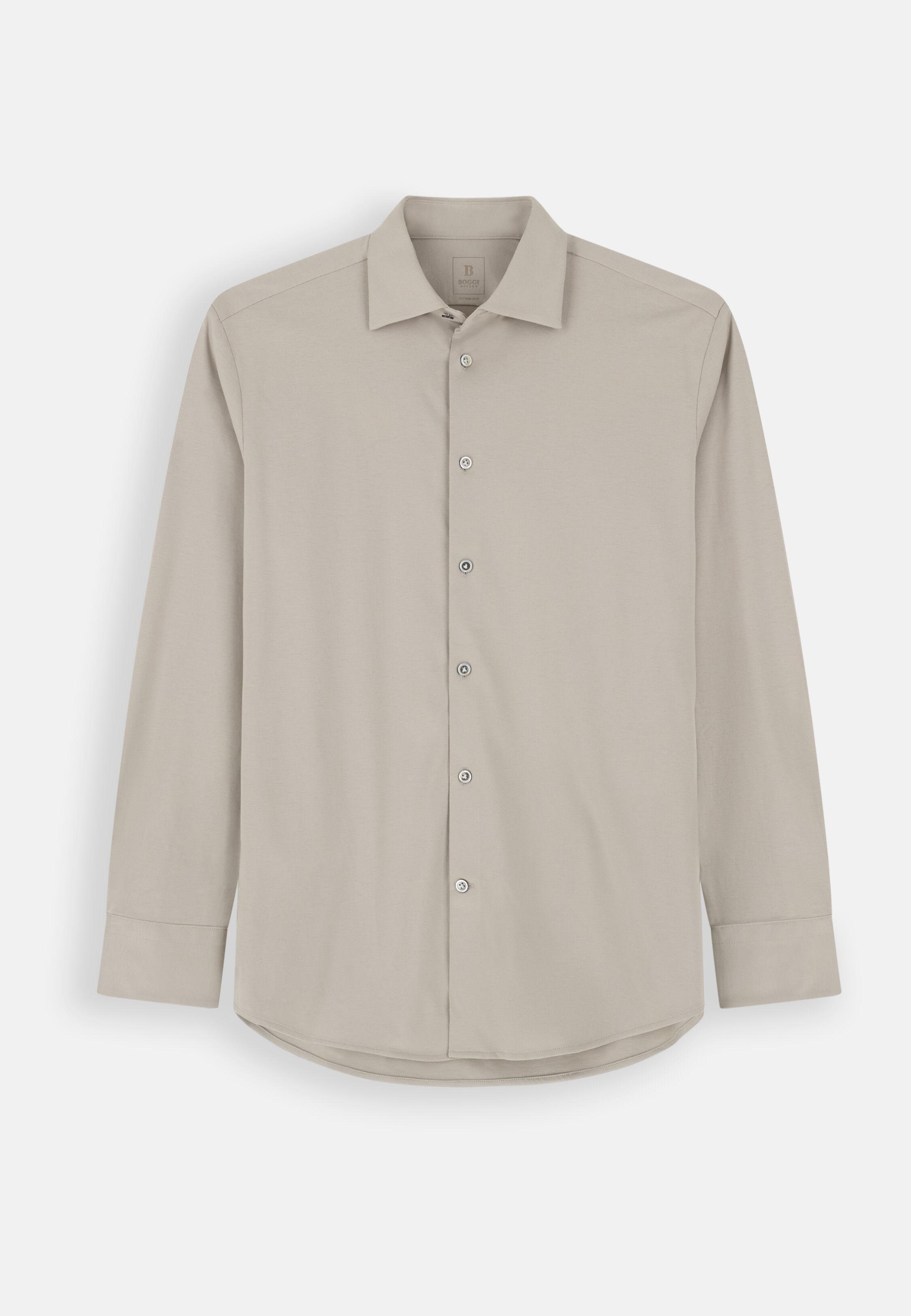 قميص بولو من القطن والحرير بقصة عادية بيج, Beige, large image number 5