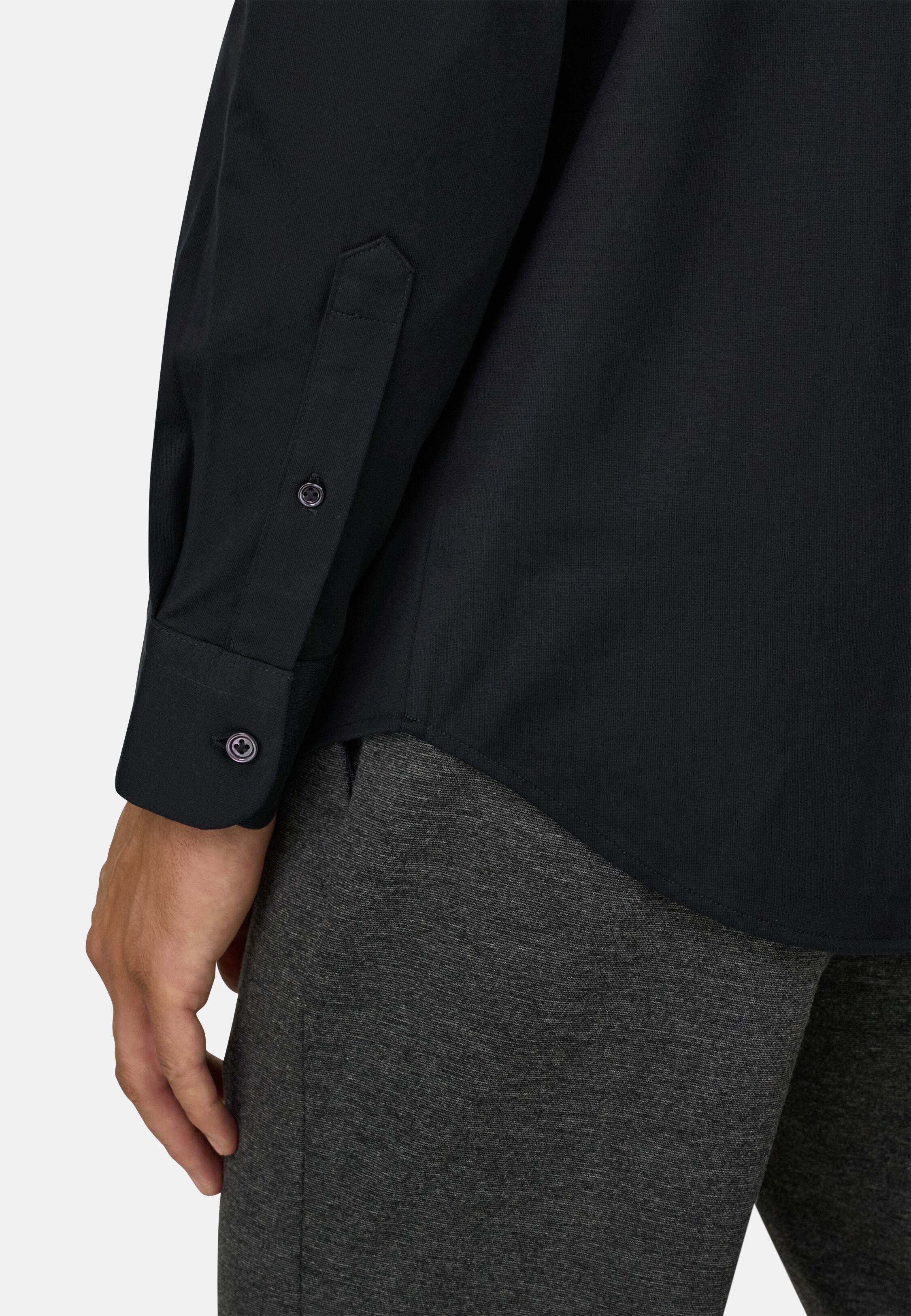 Polo Shirt in Cotton and Silk Regular Fit, Black, Black, large image number 3