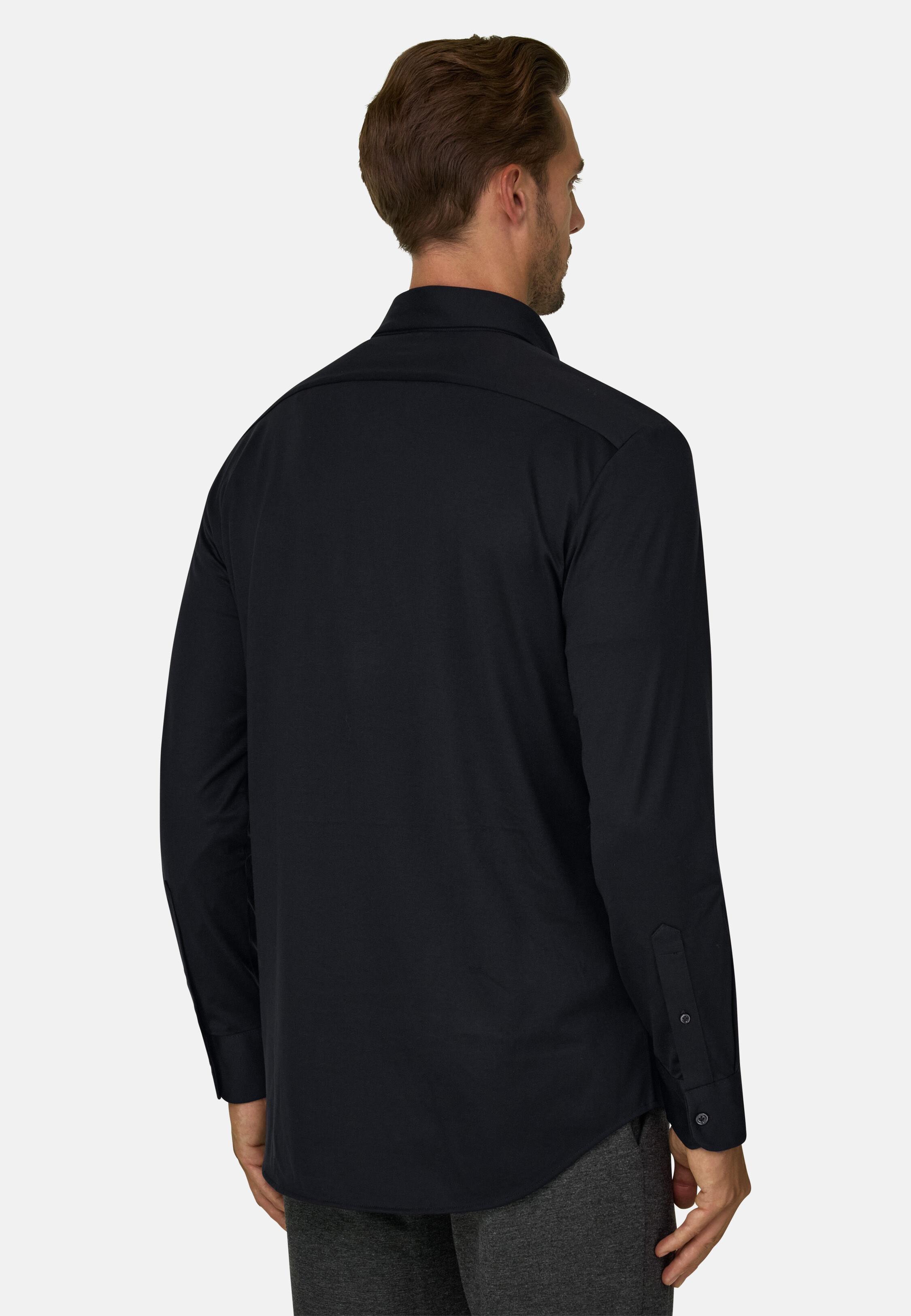 Polo Shirt in Cotton and Silk Regular Fit, Black, Black, large image number 5