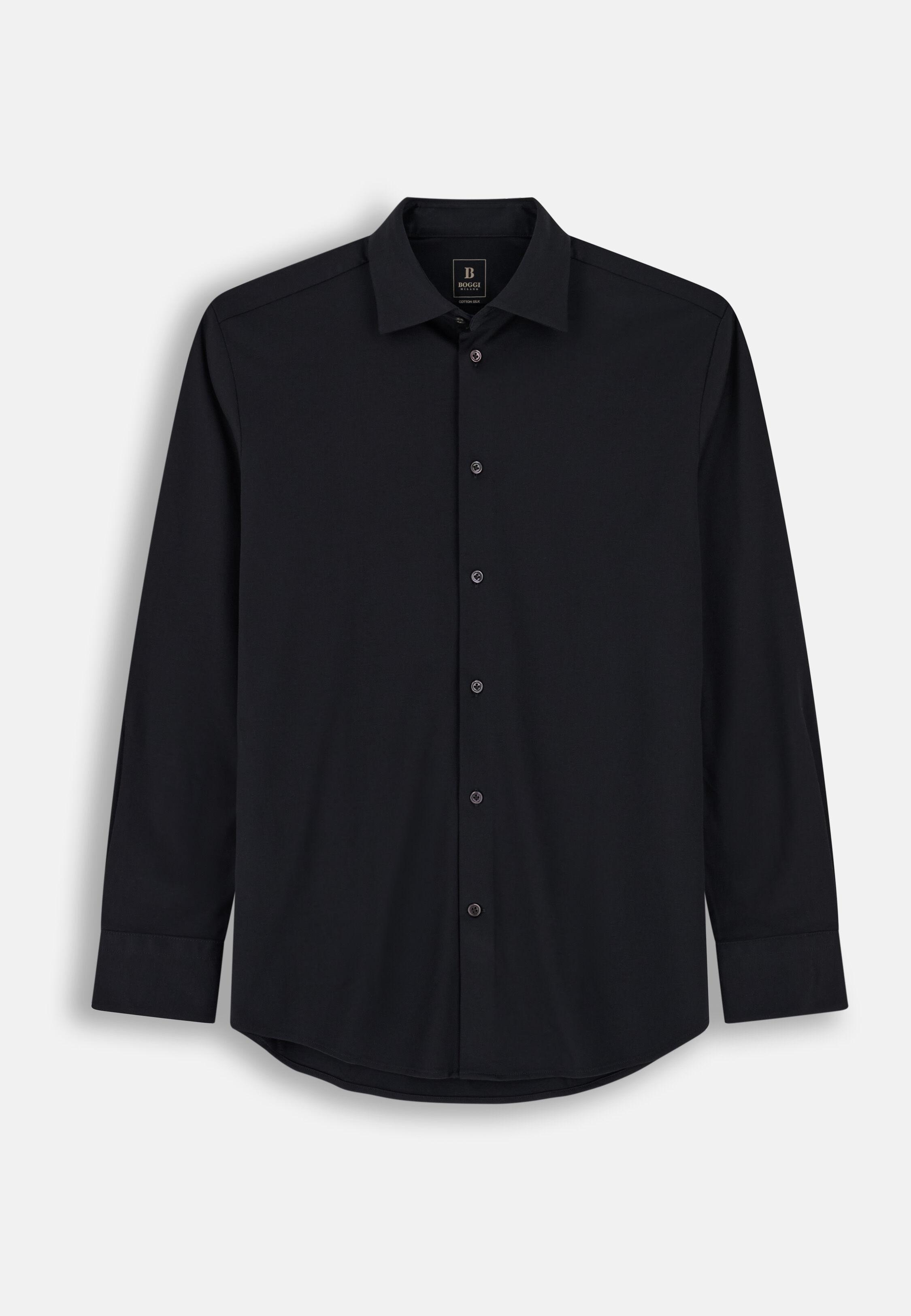 Polo Shirt in Cotton and Silk Regular Fit, Black, Black, large image number 6