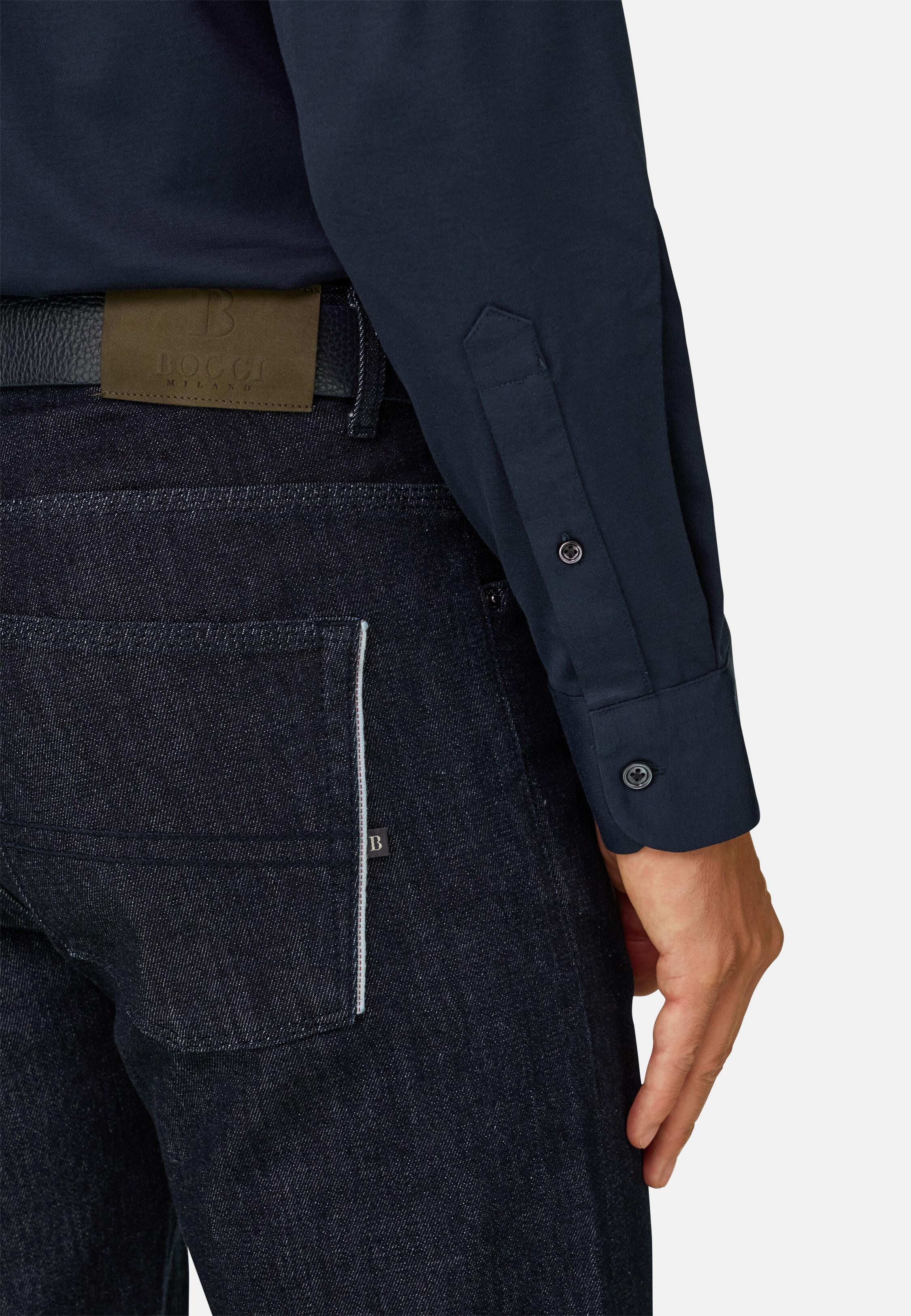قميص بولو من القطن والحرير بقصة عادية أزرق كحلي, Navy blue, large image number 3
