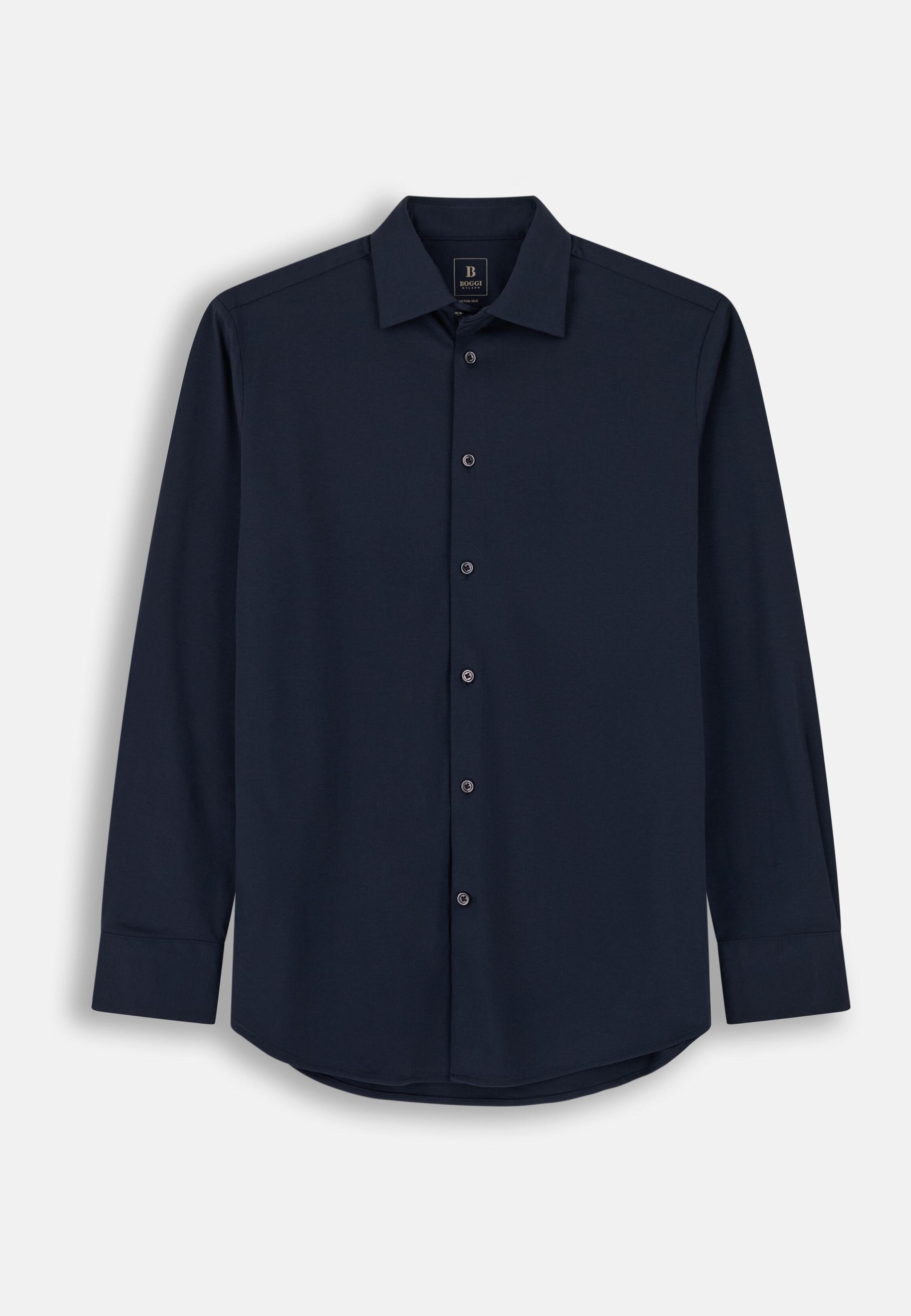 قميص بولو من القطن والحرير بقصة عادية أزرق كحلي, Navy blue, large image number 6