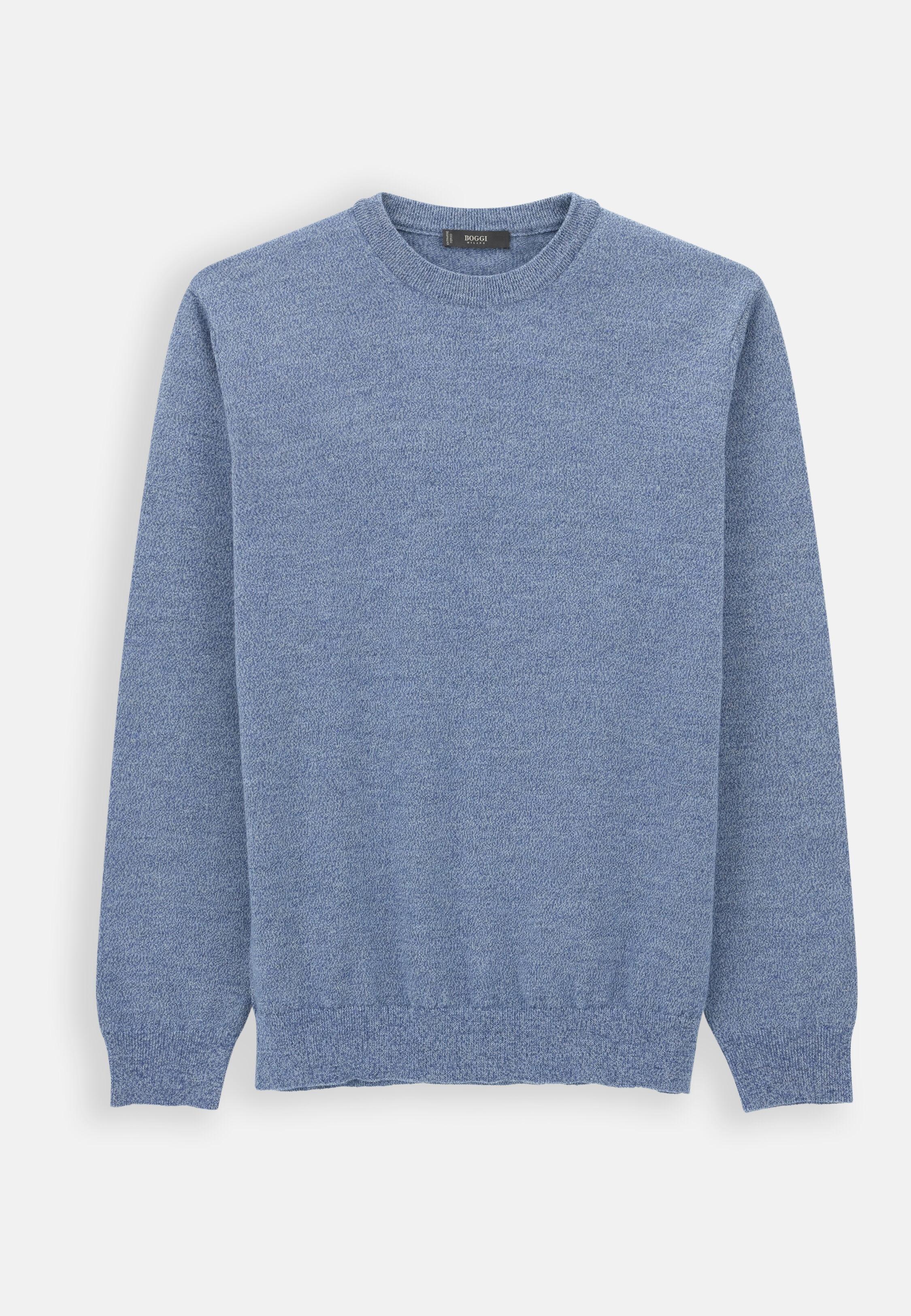 Crew Neck Jumper in Merino Wool Cashwool&reg; Moulin&eacute; Light Blue, Light Blue, medium
