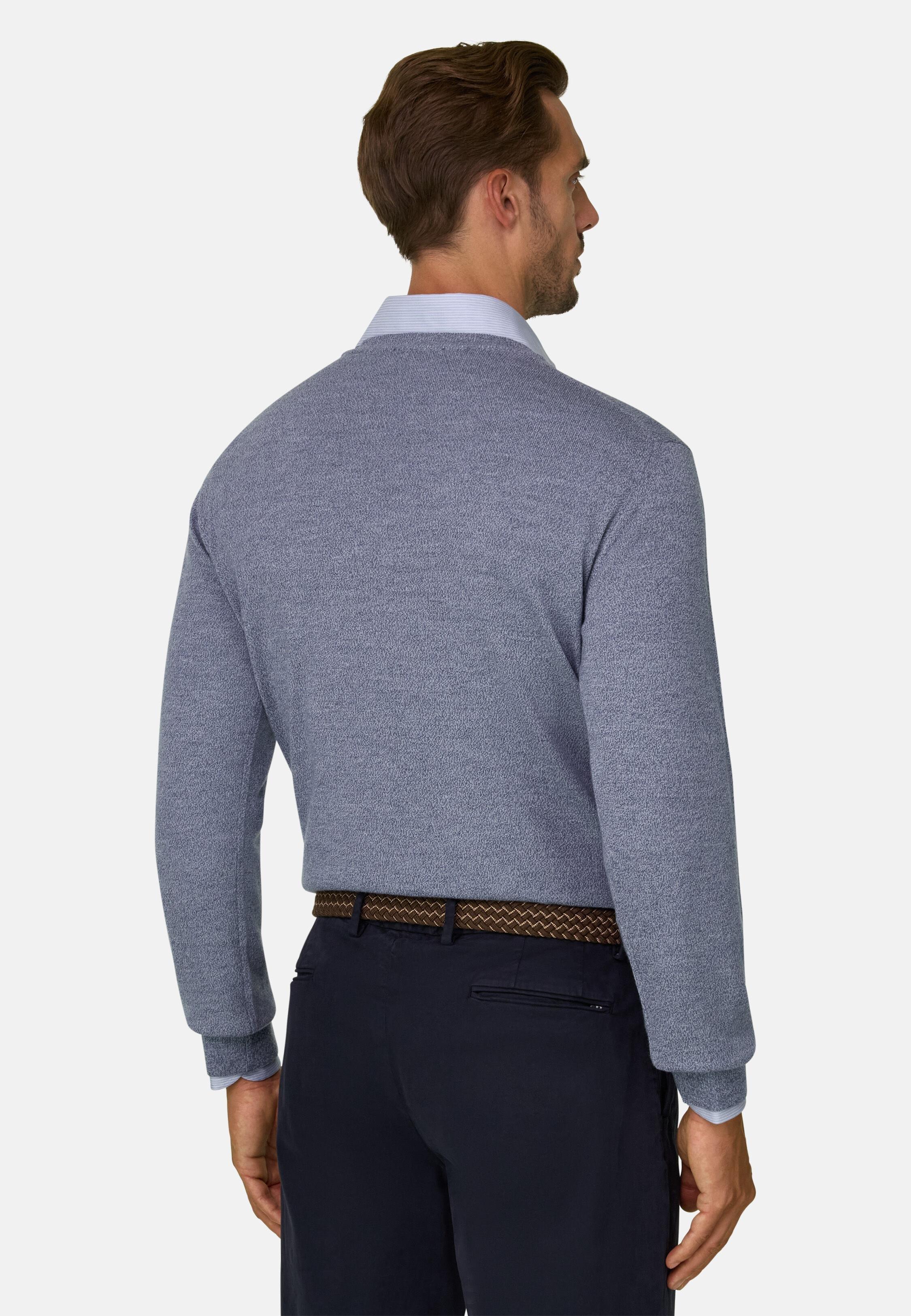 Crew Neck Jumper In Merino Wool Blue, Light Blue, large image number 2