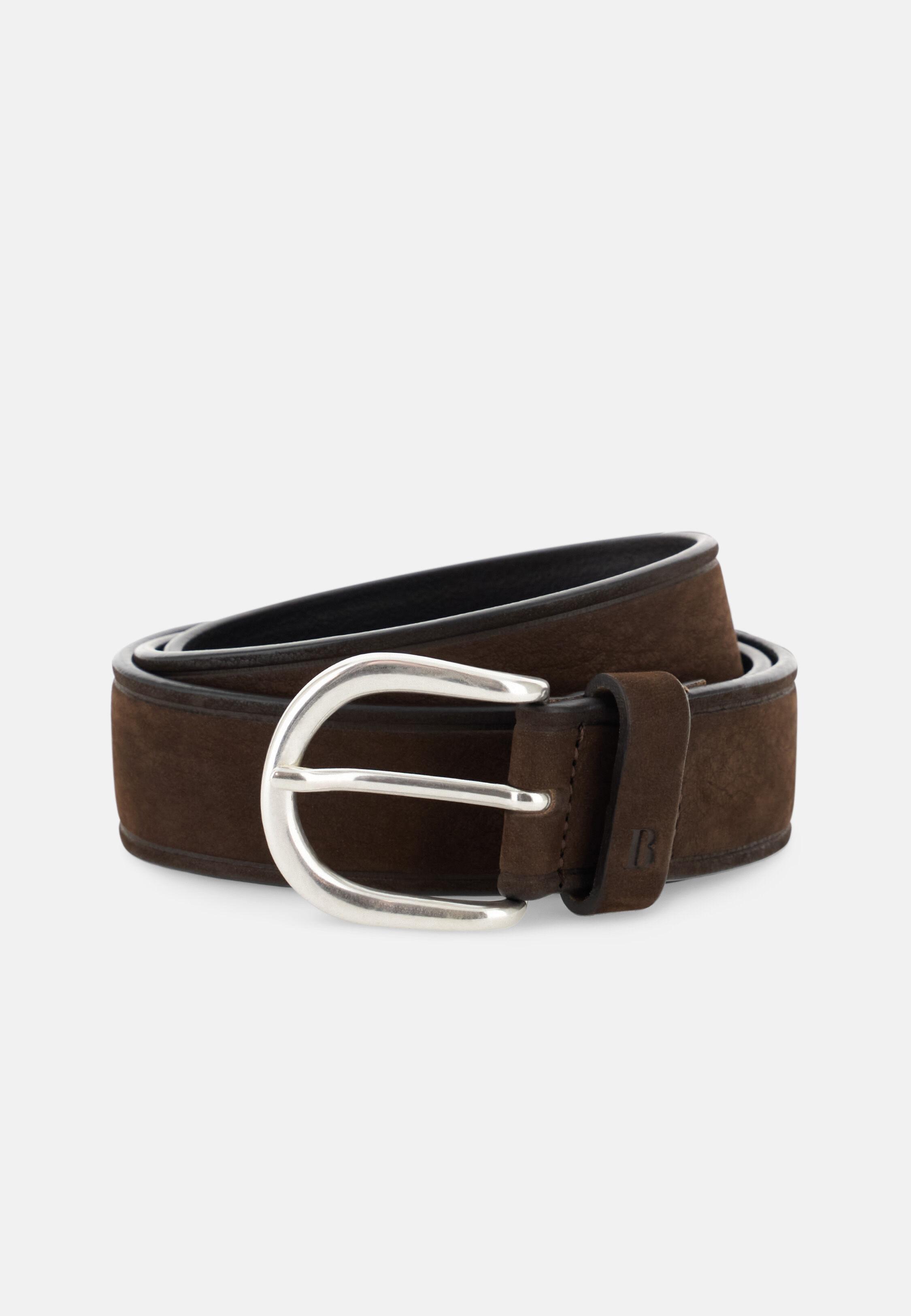 Belt in Nubuck, Dark Brown, Dark brown, large image number 1