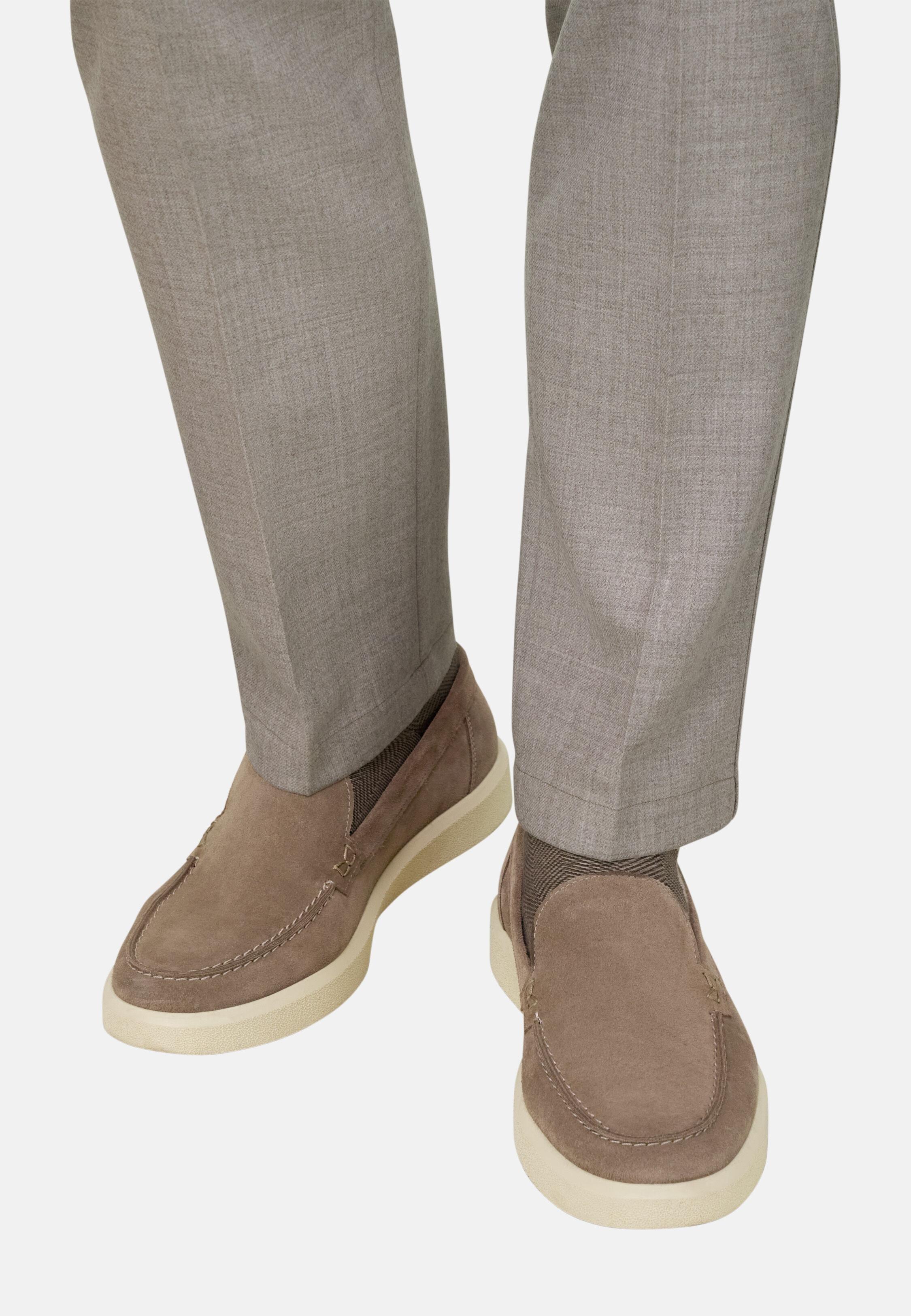 Stratus Loafers In Suede Leather Taupe, Taupe, medium
