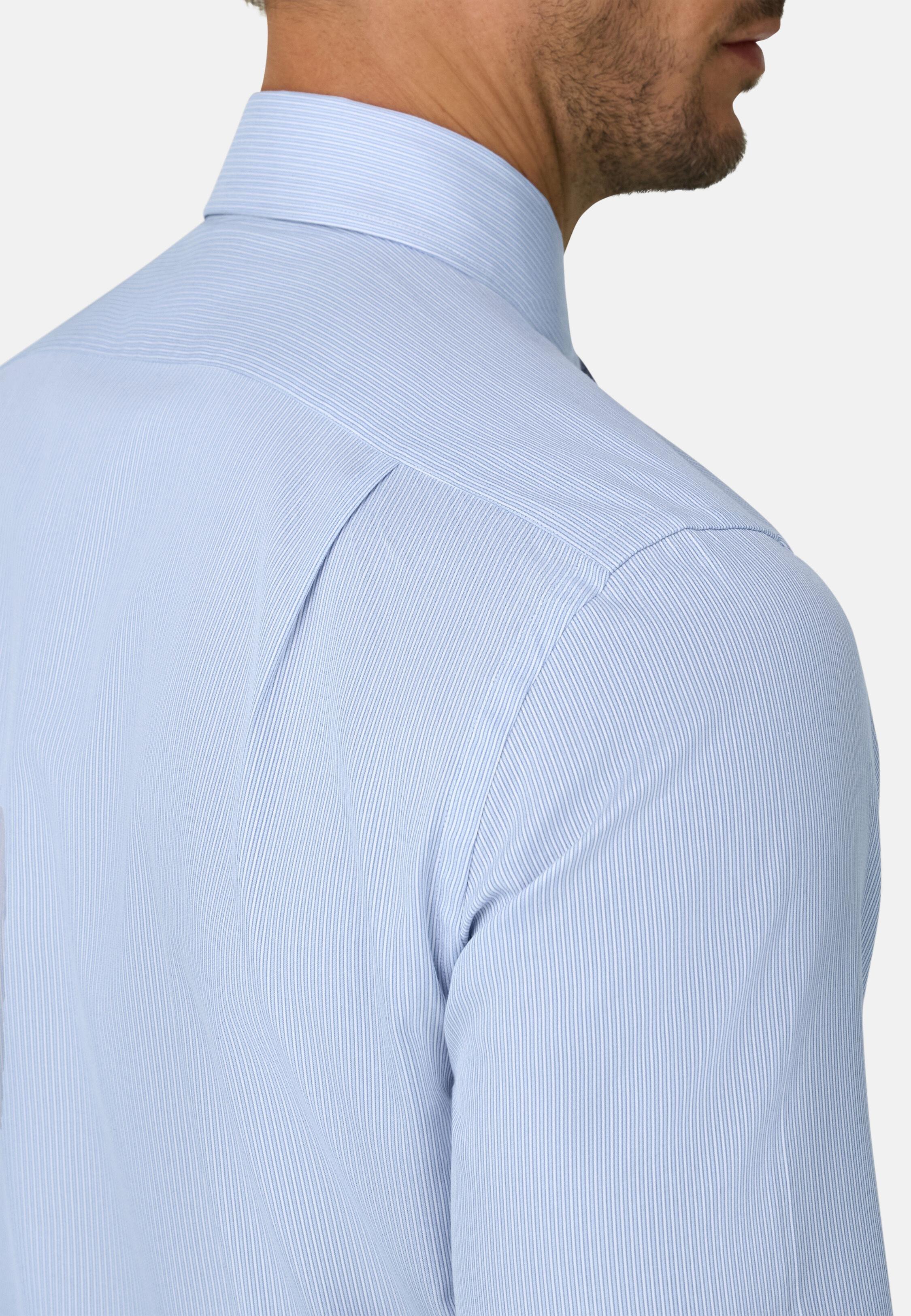 Shirt in Striped Cotton Regular Fit Light Blue, Light Blue, medium