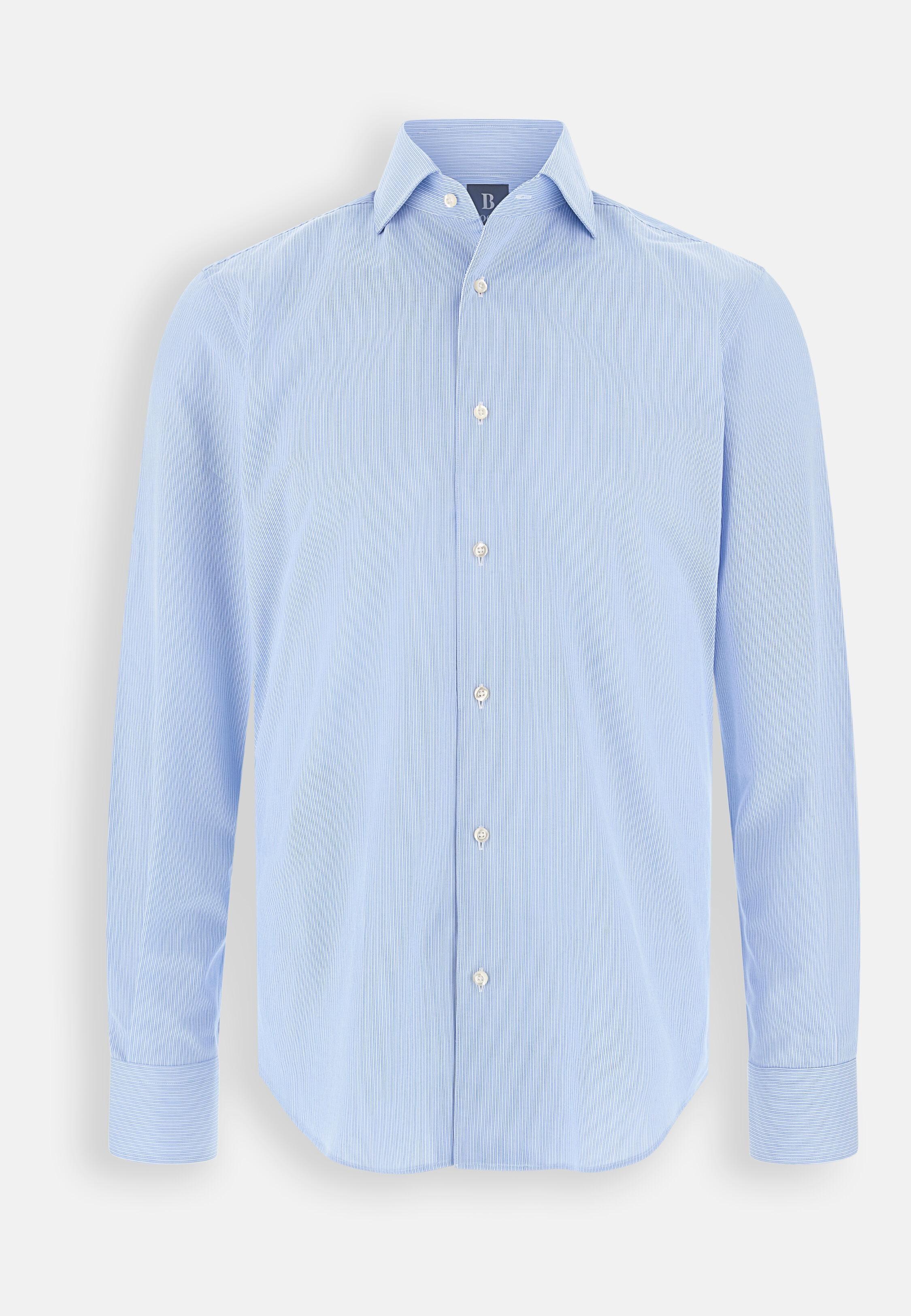 Shirt in Striped Cotton Regular Fit Light Blue, Light Blue, large image number 5