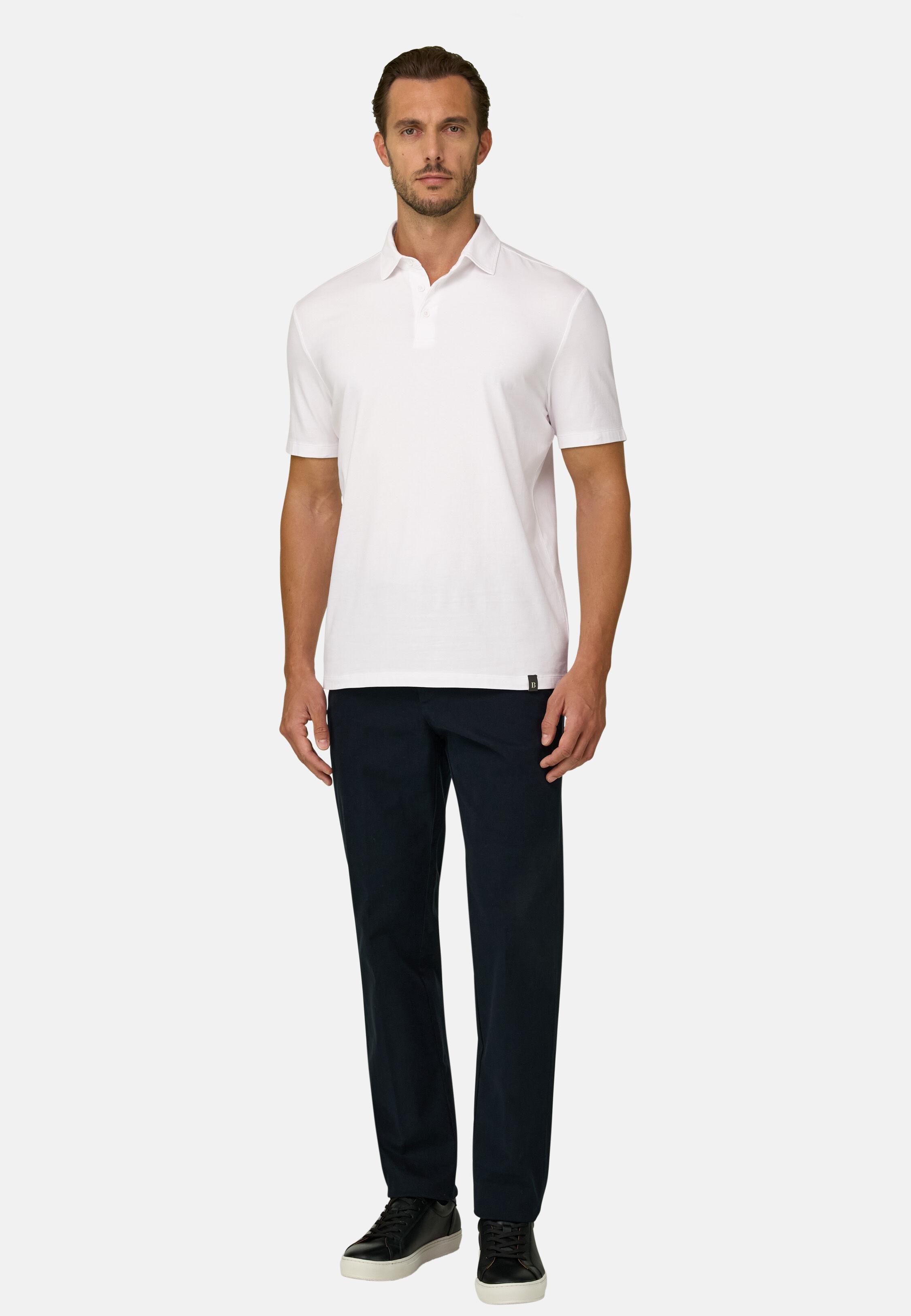 Polo in Stretch Supima Cotton Jersey White, White, medium