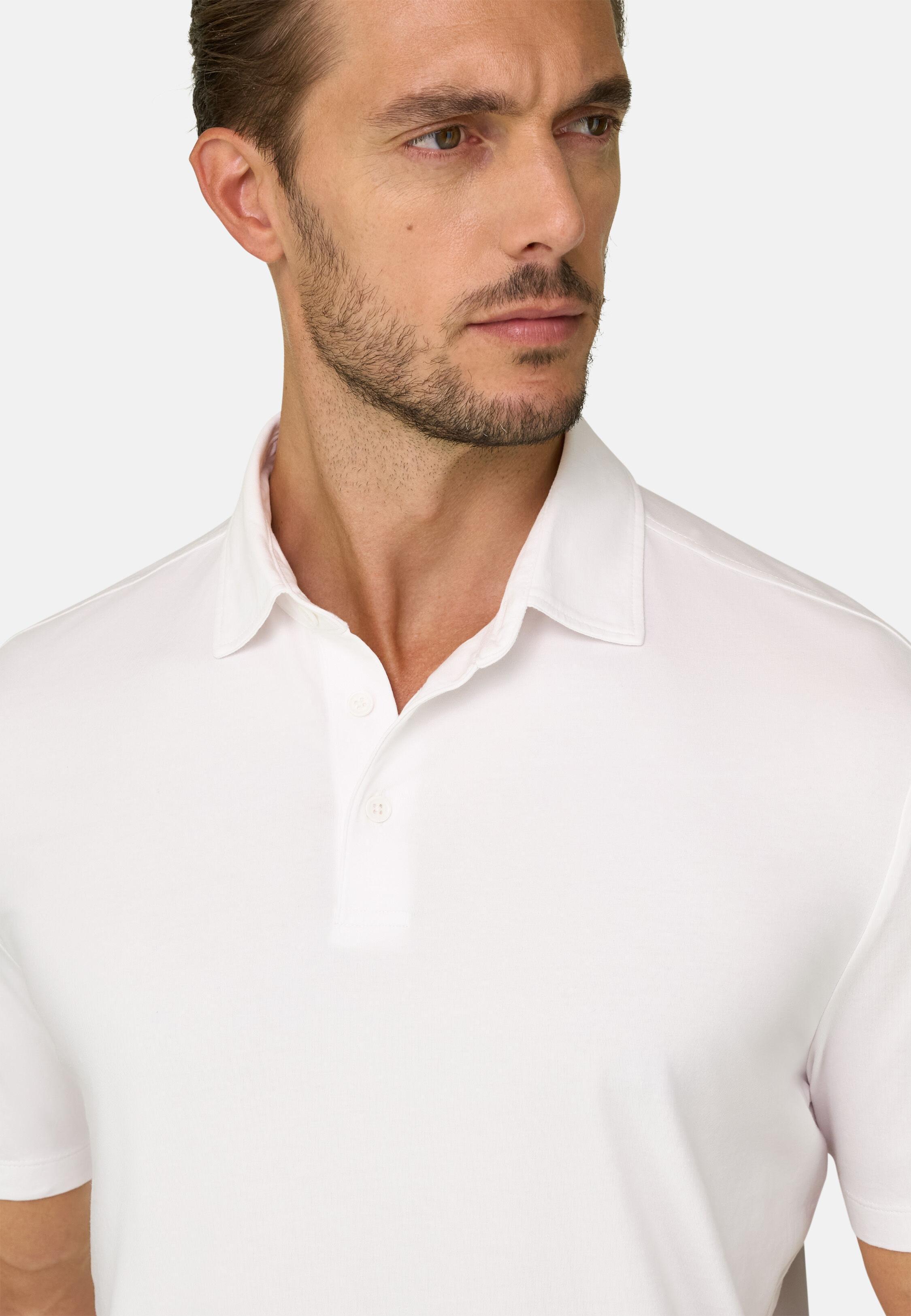 Polo in Stretch Supima Cotton Jersey White, White, medium