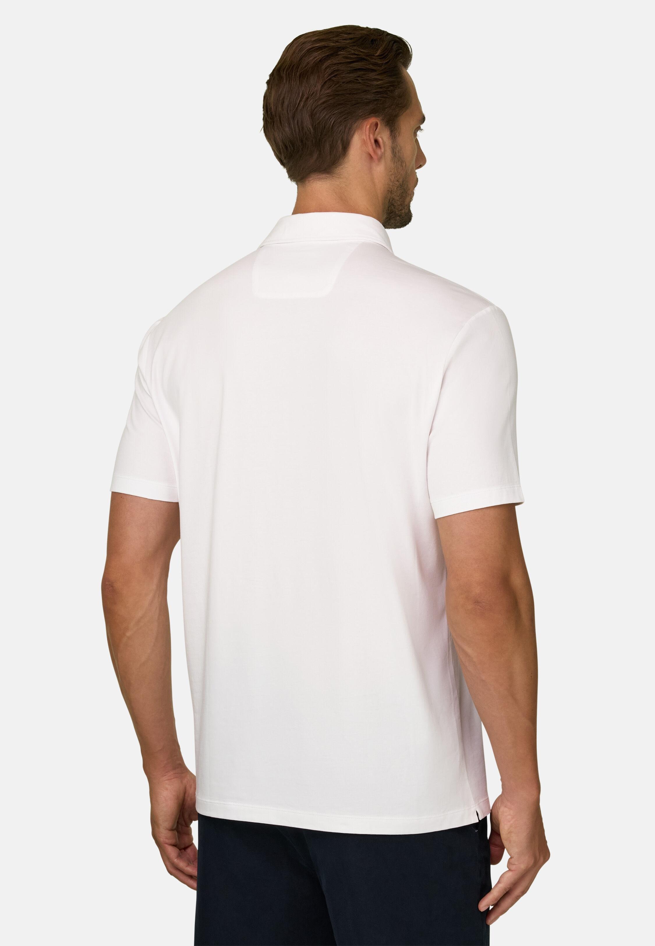 Polo in Stretch Supima Cotton Jersey White, White, medium