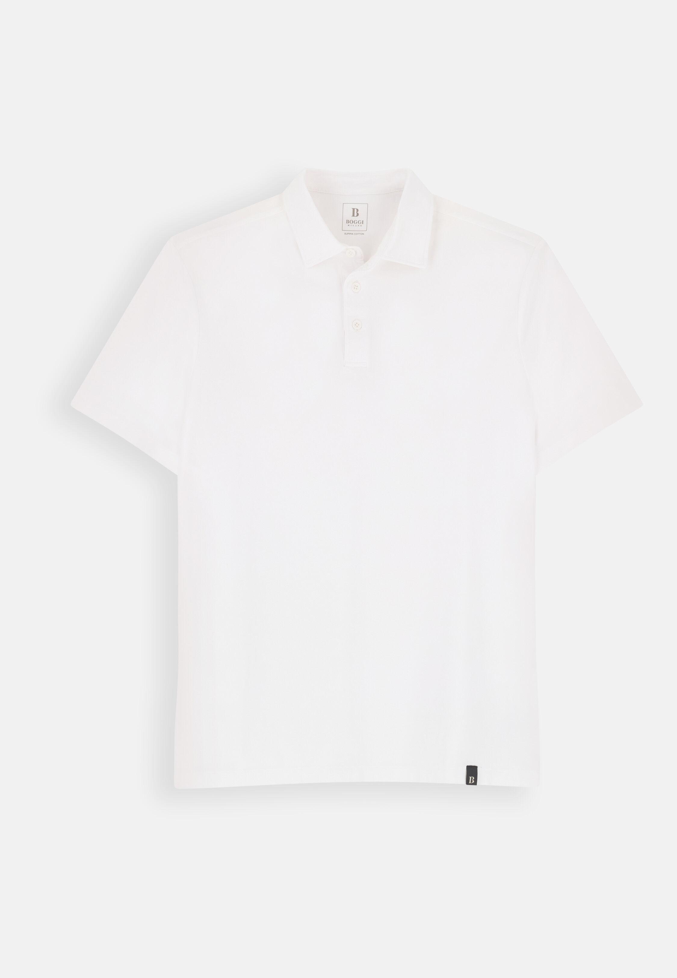Polo in Stretch Supima Cotton Jersey, White, White, large image number 3