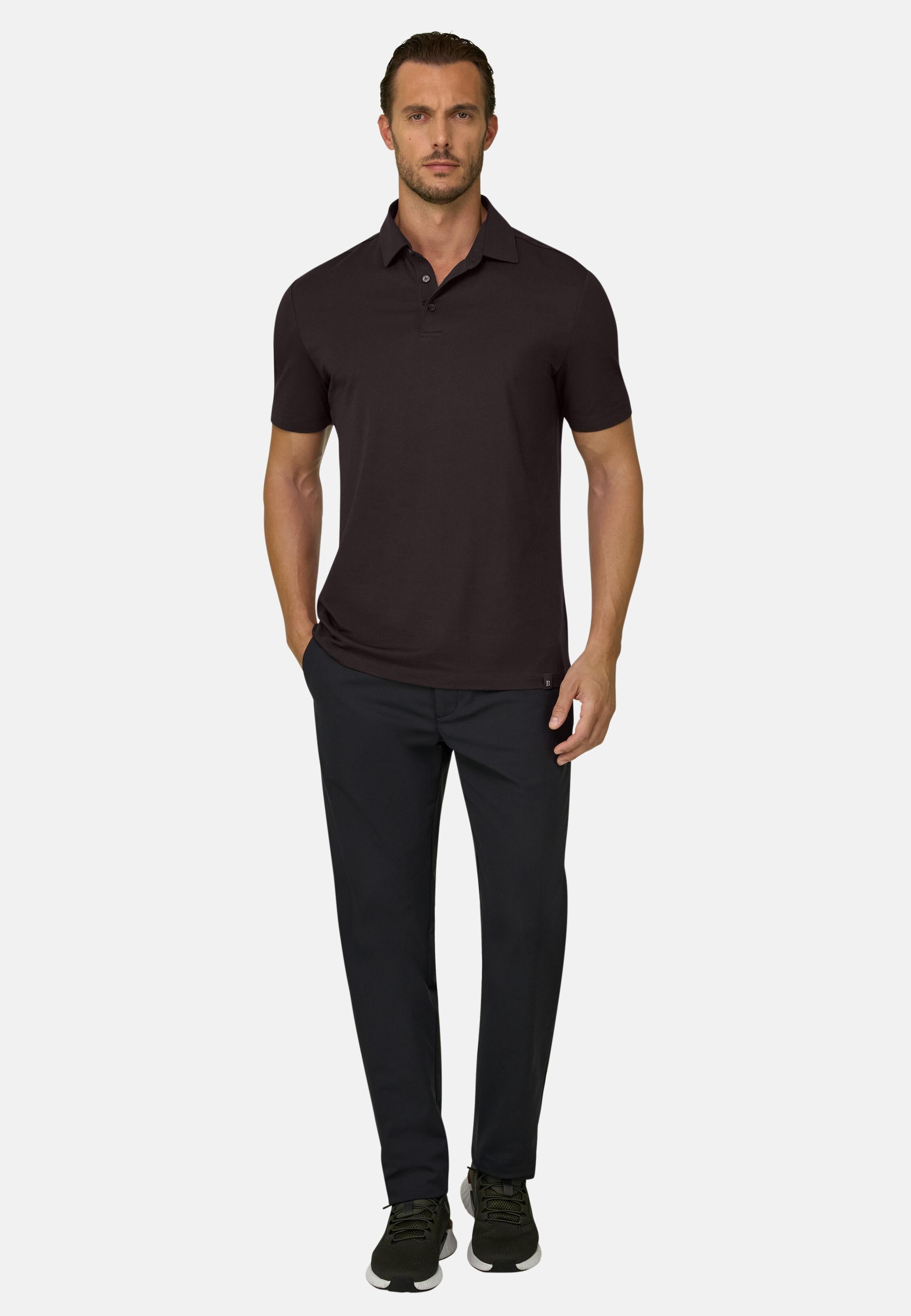 Polo in Stretch Supima Cotton Jersey, Dark Brown, Dark brown, large image number 0