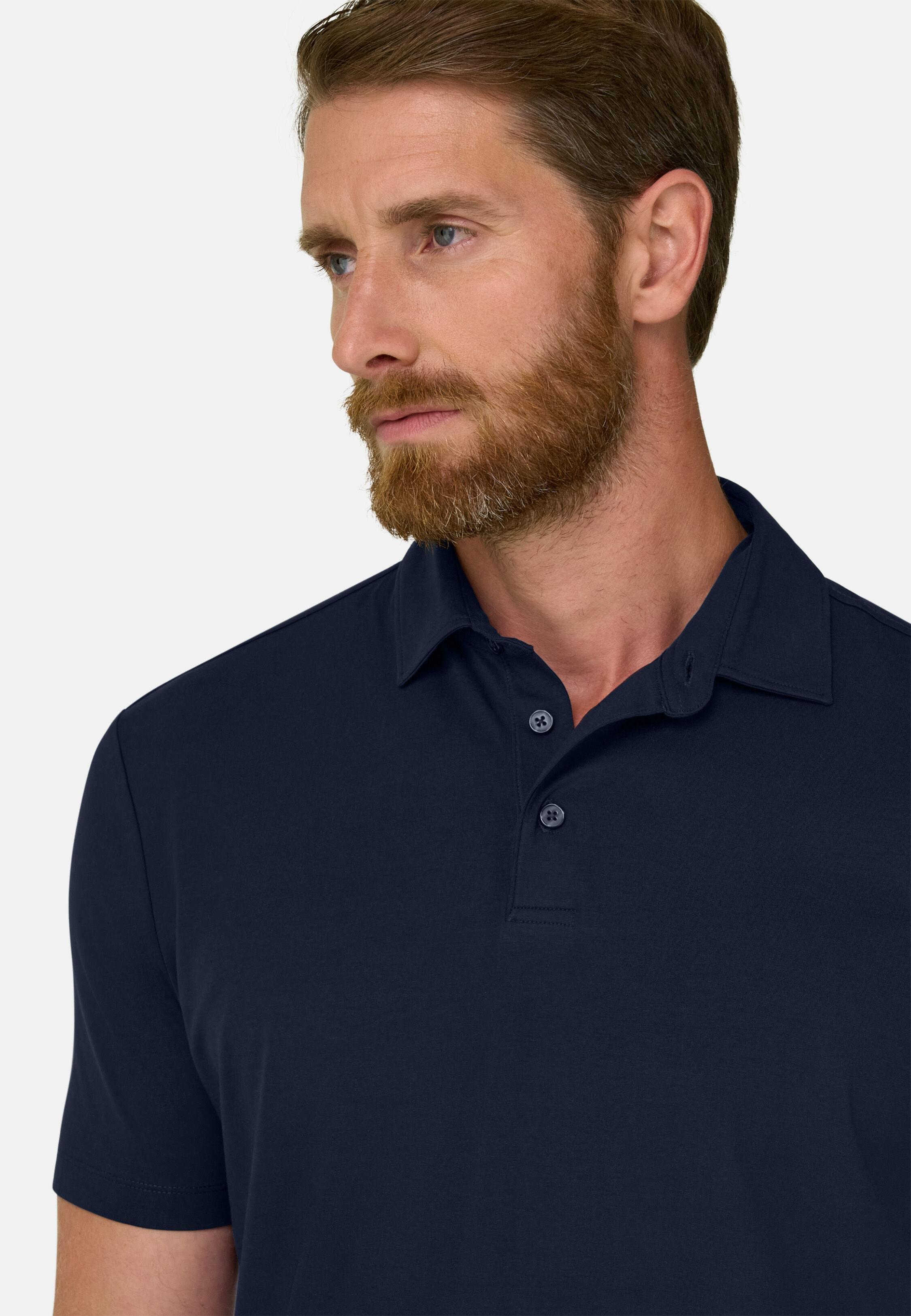 بولو من جيرسيه قطن سوبيما المطاطي أزرق كحلي, Navy blue, large image number 1